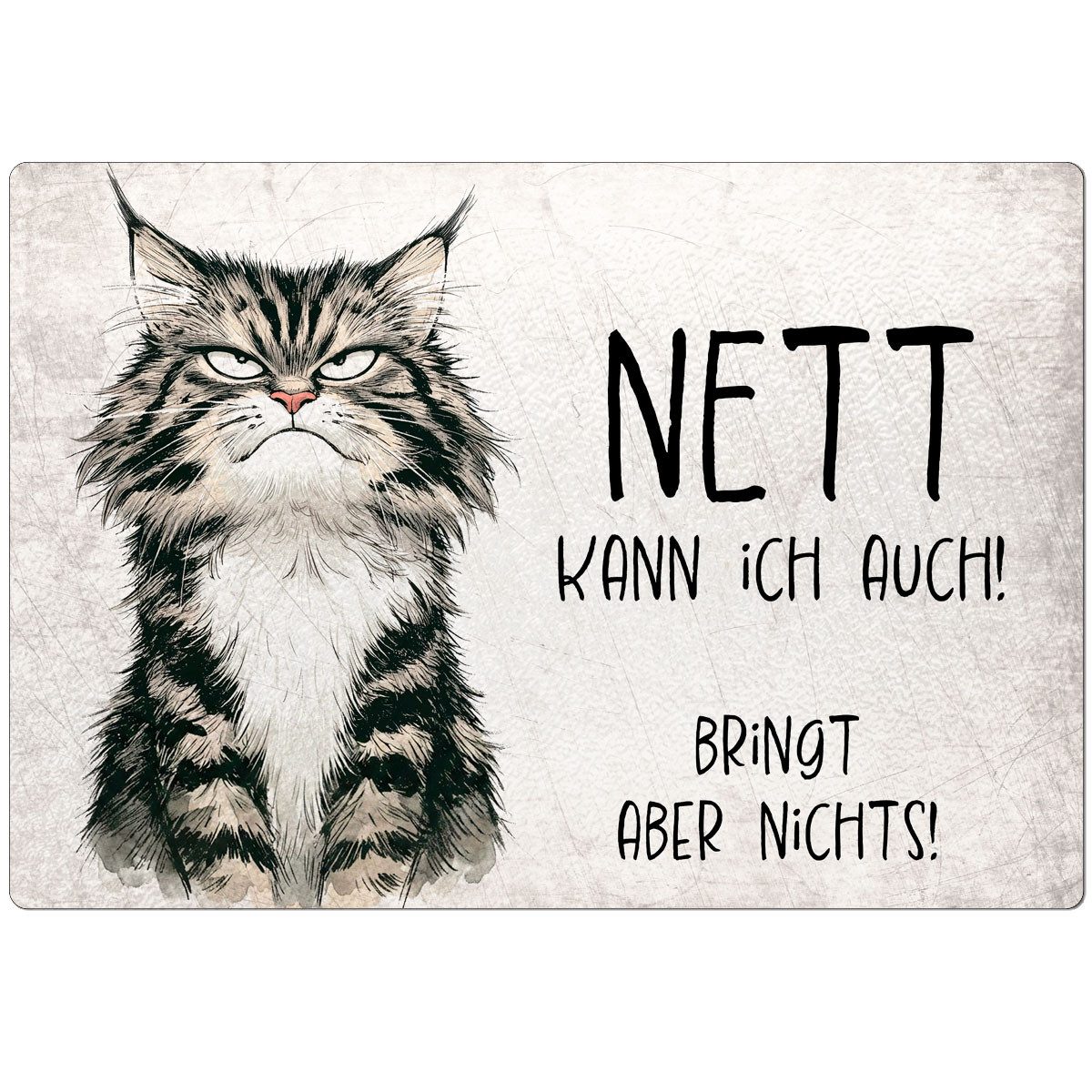 Cadouri Frühstücksbrett 'Nett kann ich auch' - Glasschneidebrett mit Motiv, Glas, (1-St., 1 Schneidebrettchen mit 4 rutschhemmenden Gummifüßchen), Glasbrettchen mit strukturierter Oberfläche und abgerundete Ecken
