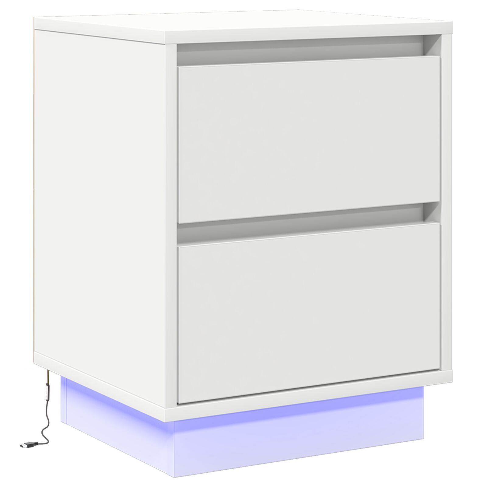 vidaXL Nachttisch 39 x 34,5 x 50 cm Nachttisch mit LED-Lichtern Weiß 39x34,5x50 cm