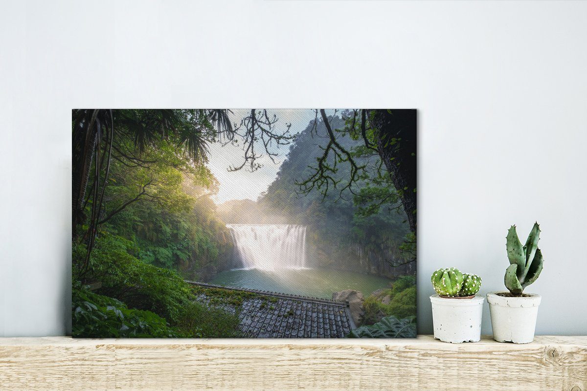 Wanddeko, (1 cm Wandbild 30x20 St), in Shifen-Wasserfall Leinwandbilder, Aufhängefertig, OneMillionCanvasses® Leinwandbild Taiwan,