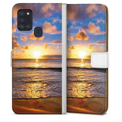 DeinDesign Handyhülle Meer Sonnenuntergang Strand Strand, Samsung Galaxy A21s Hülle Handy Flip Case Wallet Cover