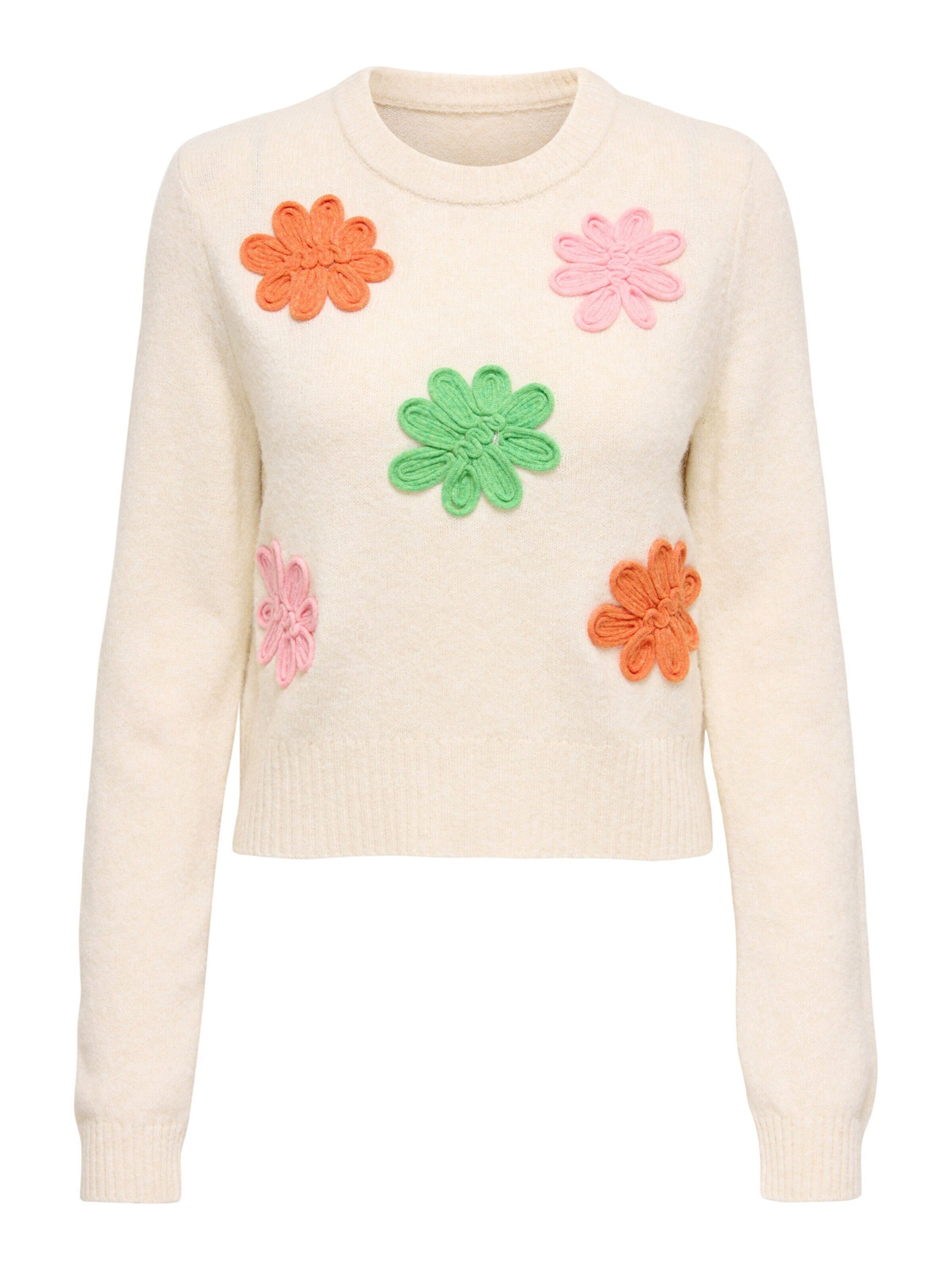 Strickpullover ONLLOTUS LIFE LS FLOWER O-NECK EX KNT