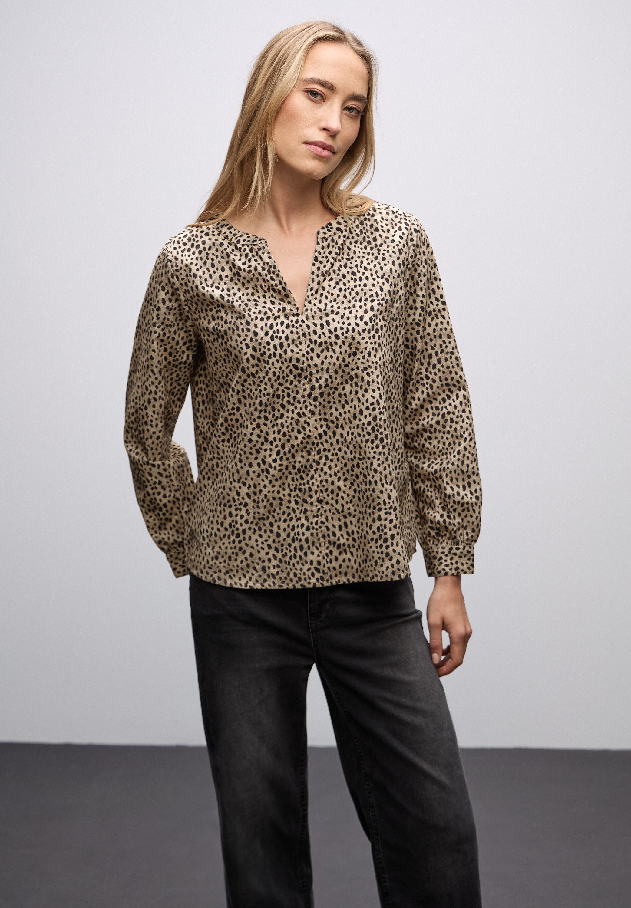 STREET ONE Langarmbluse im Leo-Look und günstig online kaufen