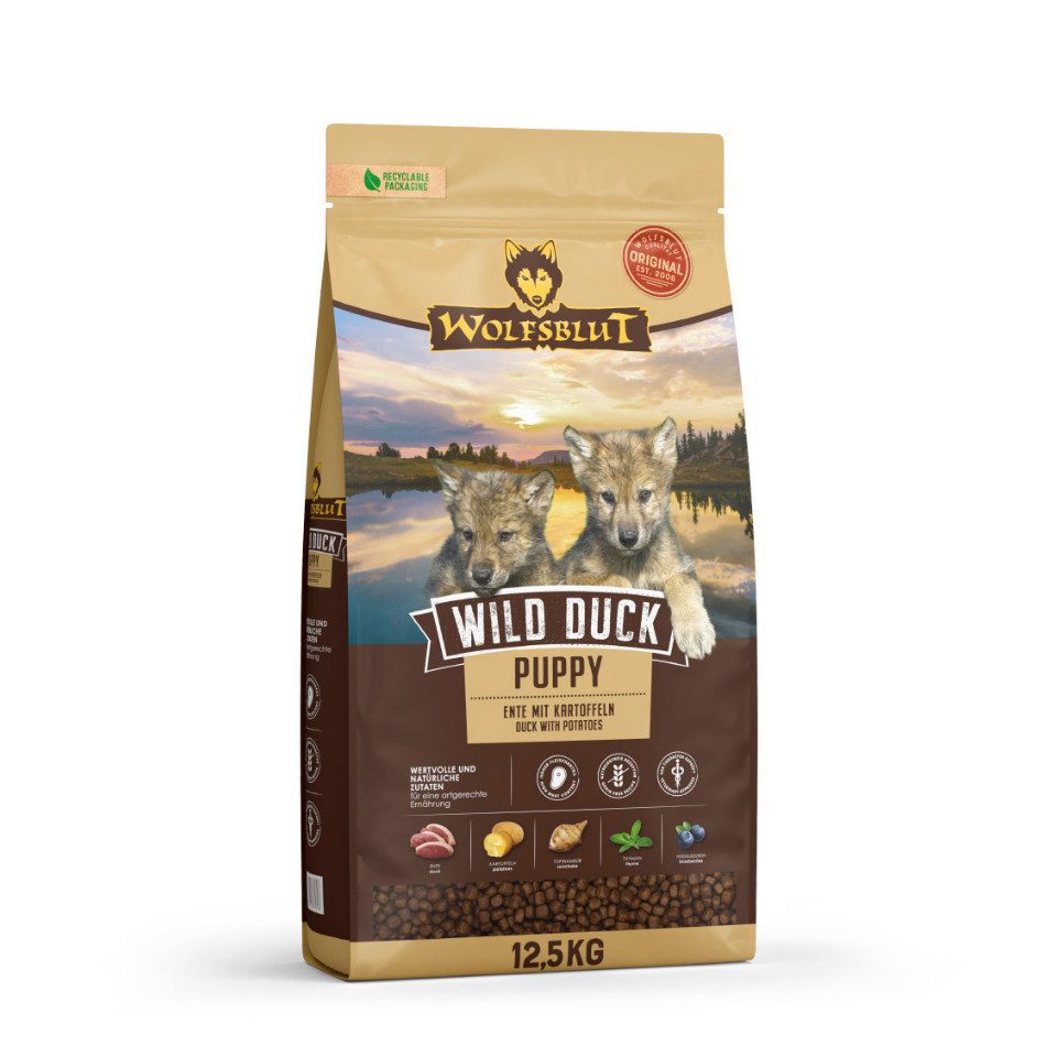 Wolfsblut Wild Duck Puppy - getreidefreies Trockenfutter mit Ente für Welpen, Trockenfutter für: Hunde