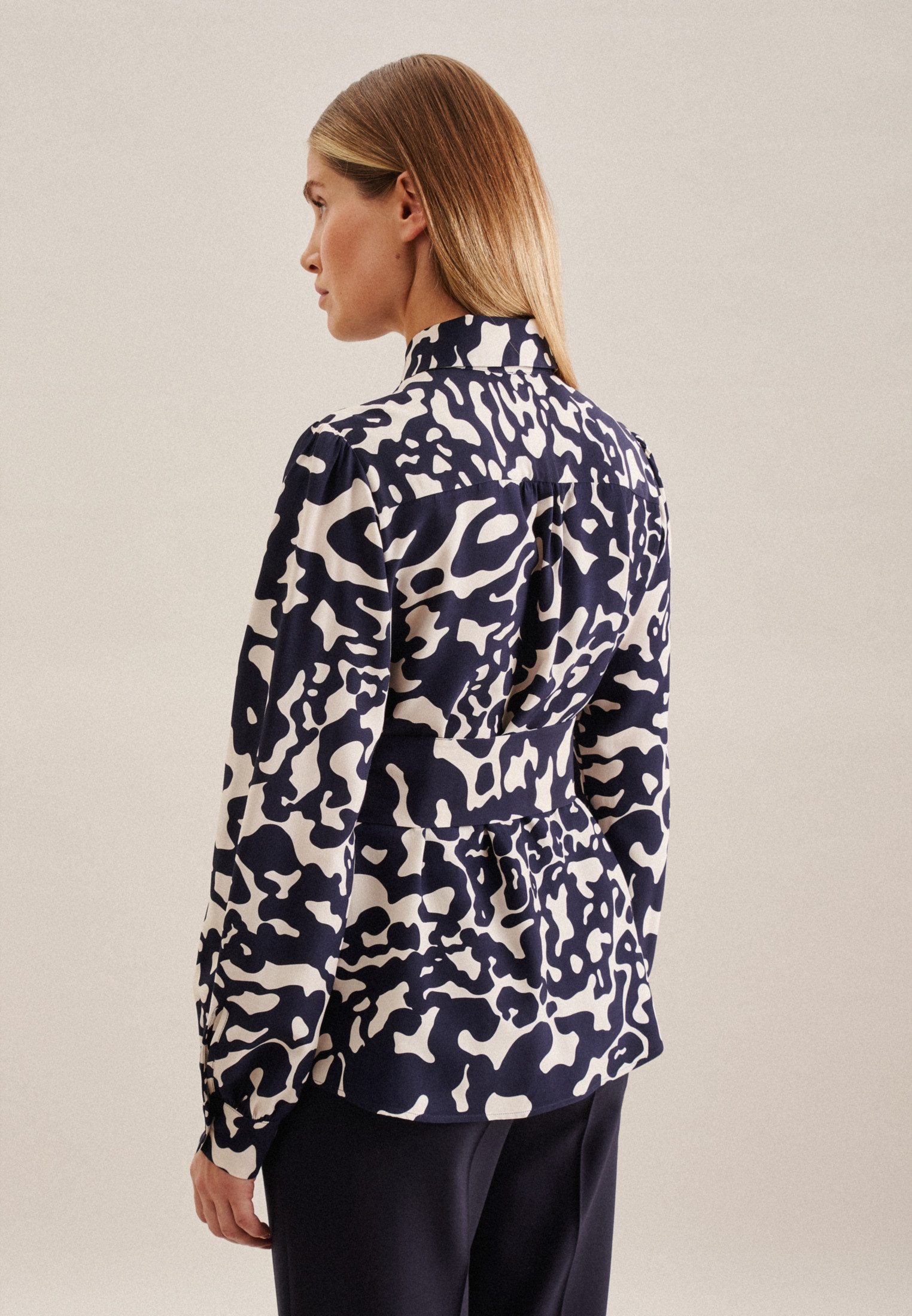 seidensticker Hemdbluse Schwarze Rose Langarm Kragen Animal