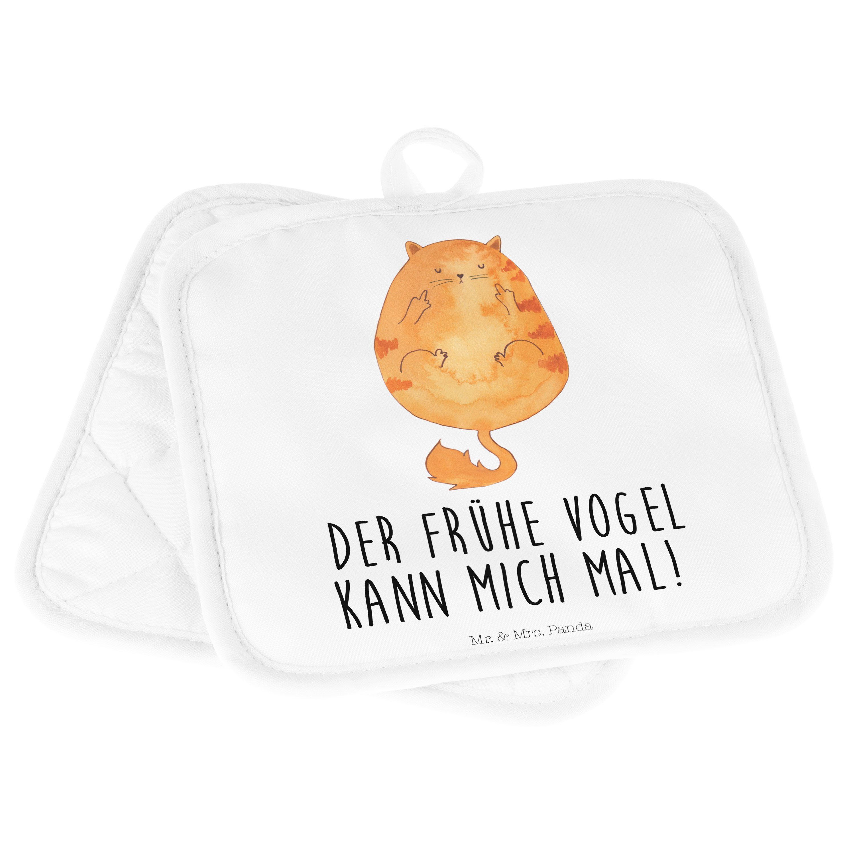 Weiß Frühaufsteher - Mr. - Ofenhandschuh, Katze Katzenlie, (1-tlg) Topflappen & Geschenk, Mrs. Miau, Panda