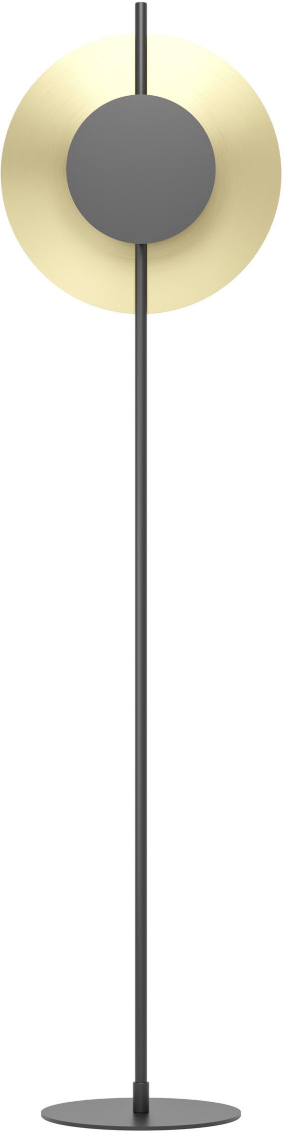 EGLO Stehlampe TOCINA Stehlampe - Stahl - LED - 1X11W - IP20, Ein-/Ausschalter, LED fest integriert, Warmweiß, Standlampe, Indirekte Beleuchtung, messing-gebürstet, L38 x H150 cm
