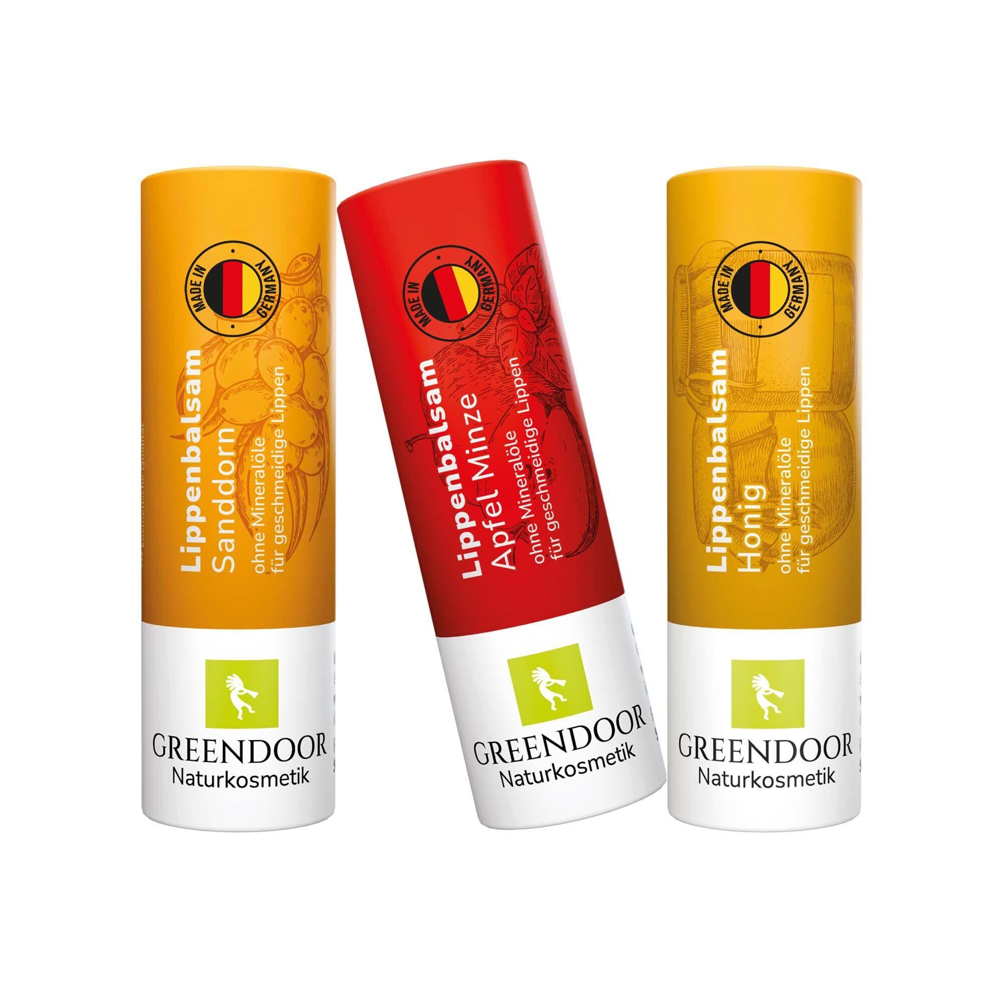 GREENDOOR Lippenbalsam Lippenpflege Set CLASSIC