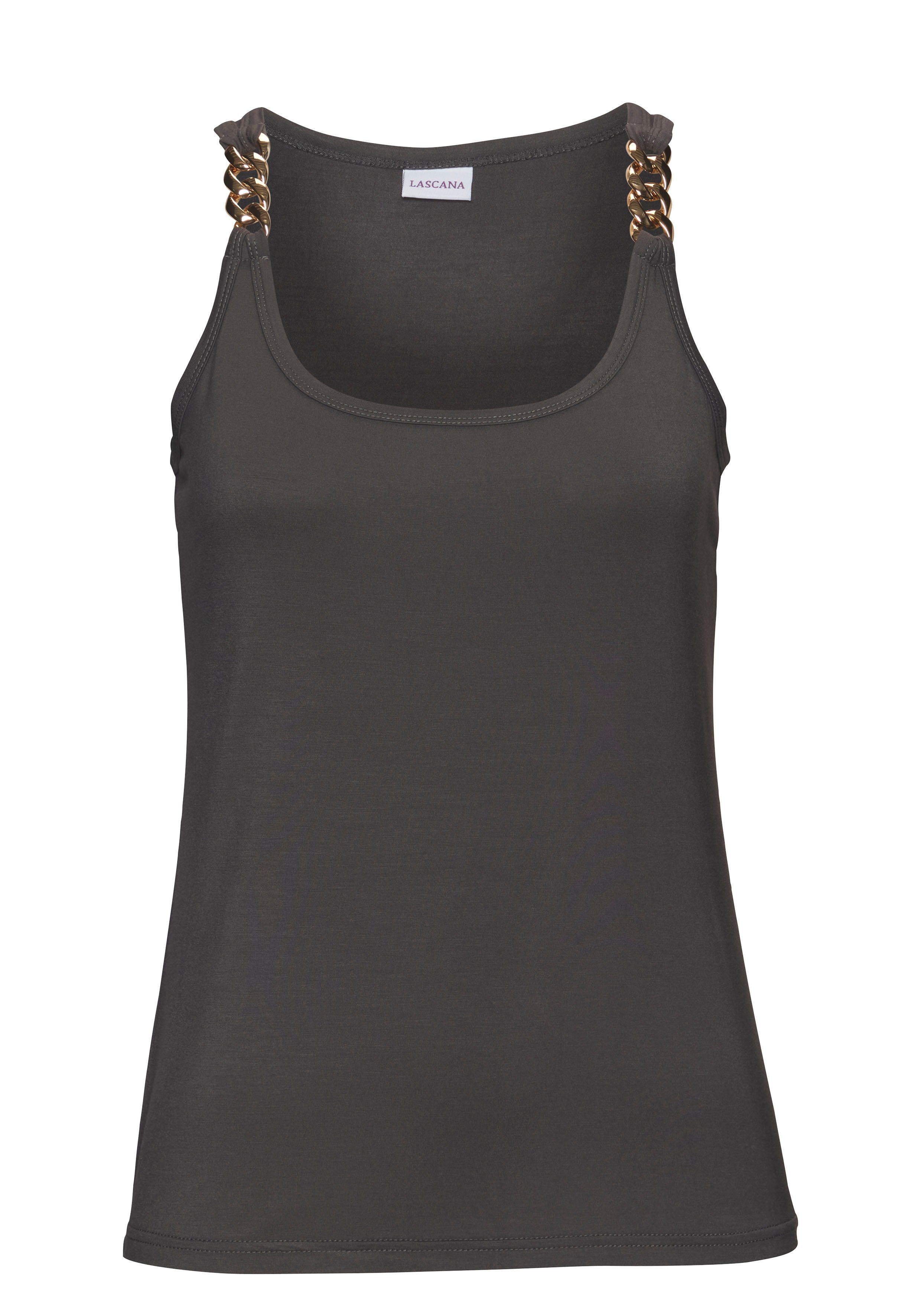 LASCANA Tanktop mit Kettendetails an den Trägern, figurbetontes Jerseytop. € 29,99