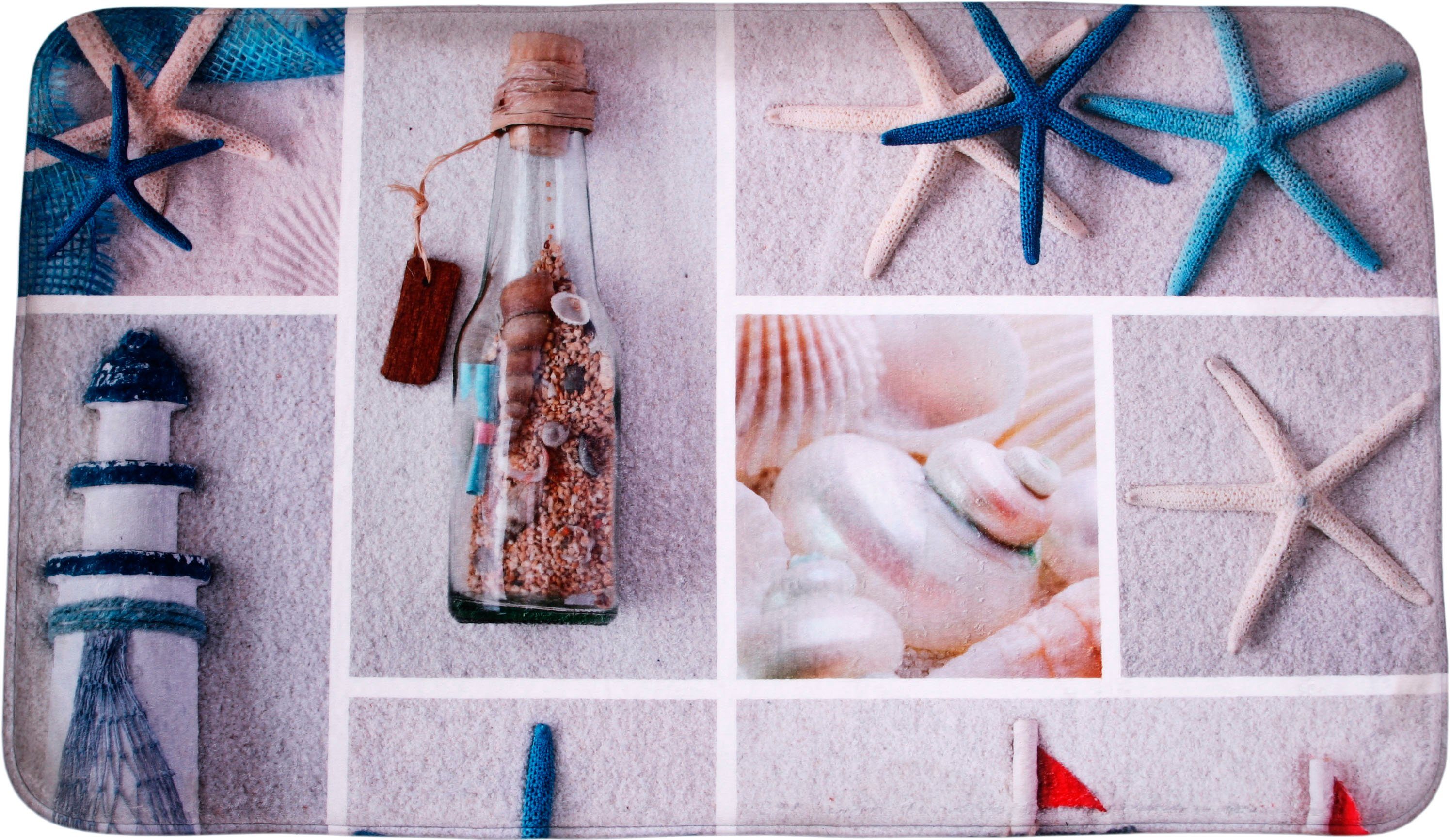 Sanilo Badematte Meeresbrise, Höhe 15 mm, schnell trocknend, Polyester, rechteckig, Memory Schaum