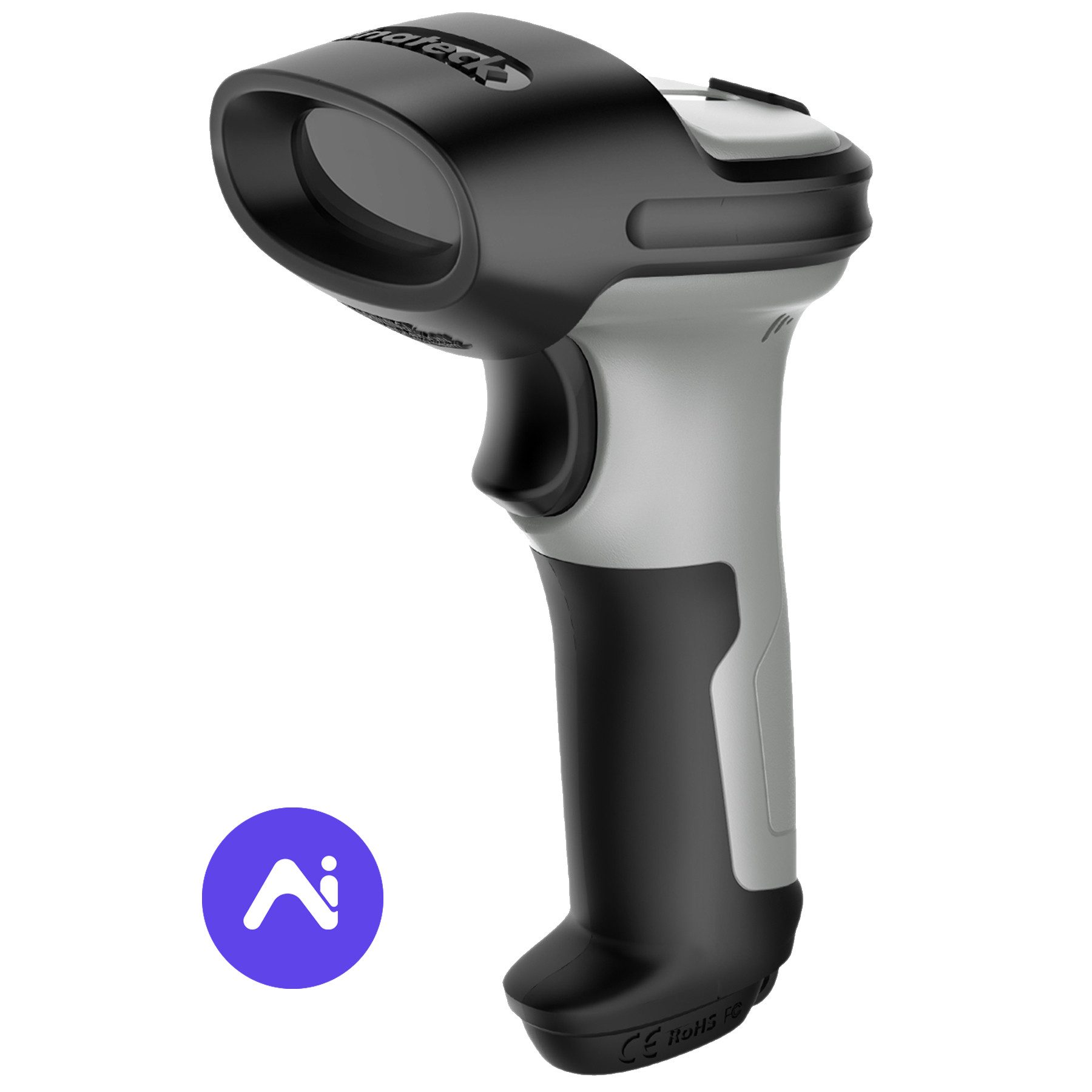 Inateck AI Barcode Scanner Bluetooth, Handheld USB Kabelloser 1D Scanner Handscanner, (180 Tage Standby mit Einer Ladung)