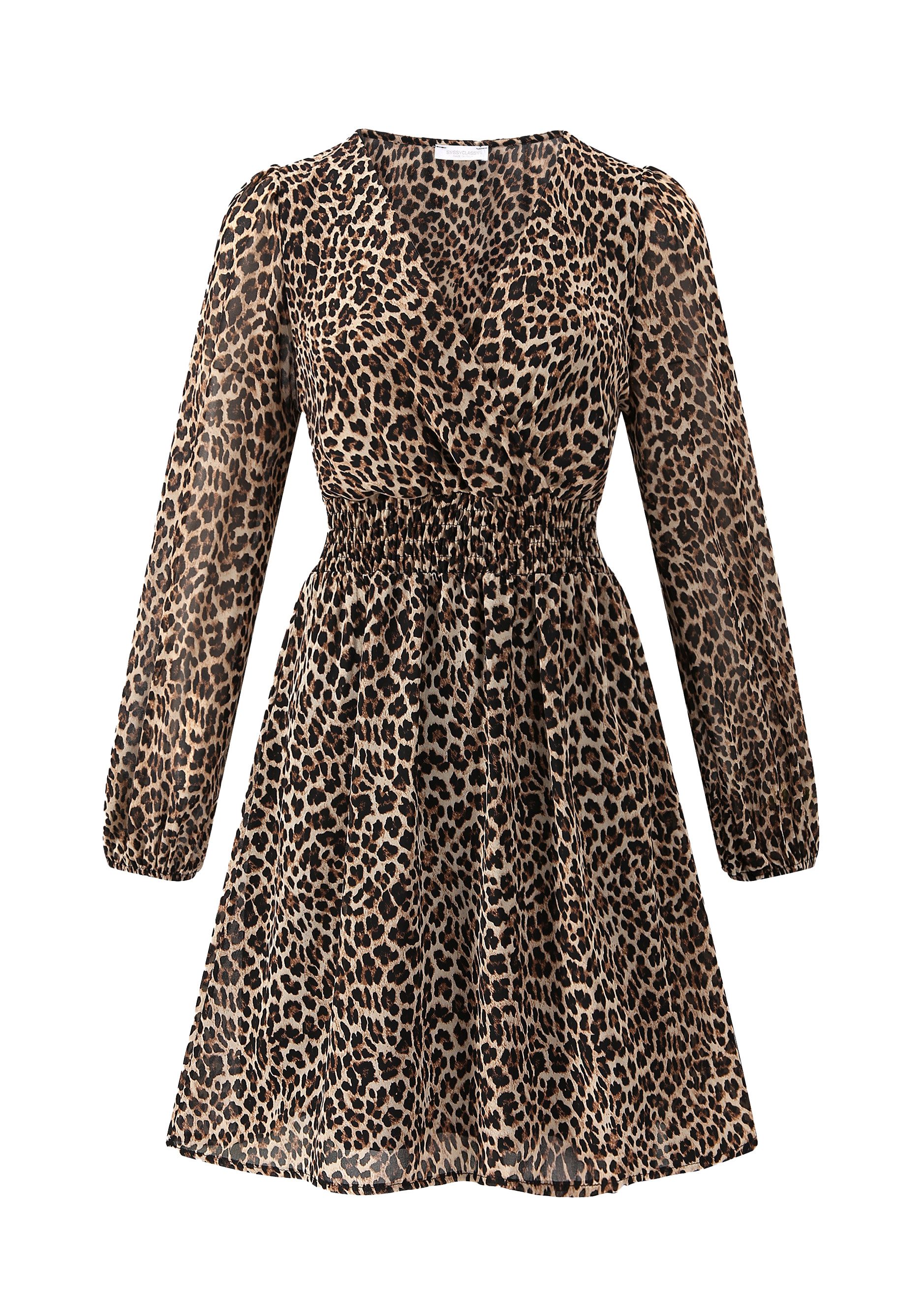 SASSYCLASSY Minikleid Leo Kleid Damen langarm günstig online kaufen
