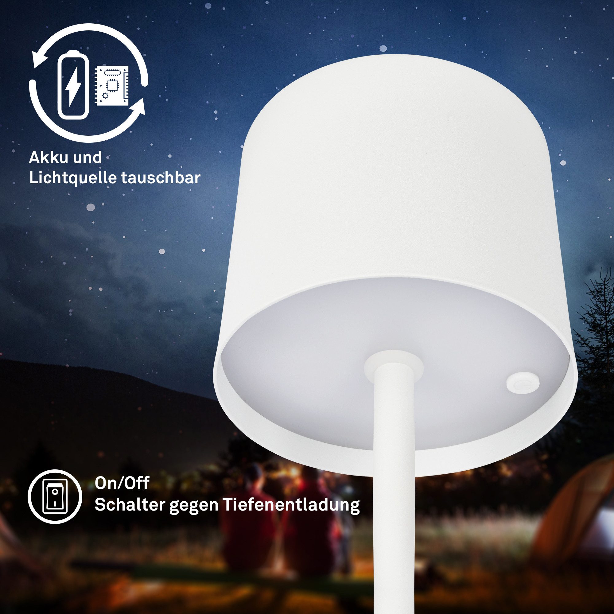 Briloner Leuchten Tischleuchte LED Tischlampe Akku IP44 kabellos Indoor/Outdoor, mit Ladestation, LED wechselbar, 2700K - Extra - Warmweiß, LED Tischlampe kabel – Bild 4 von 5
