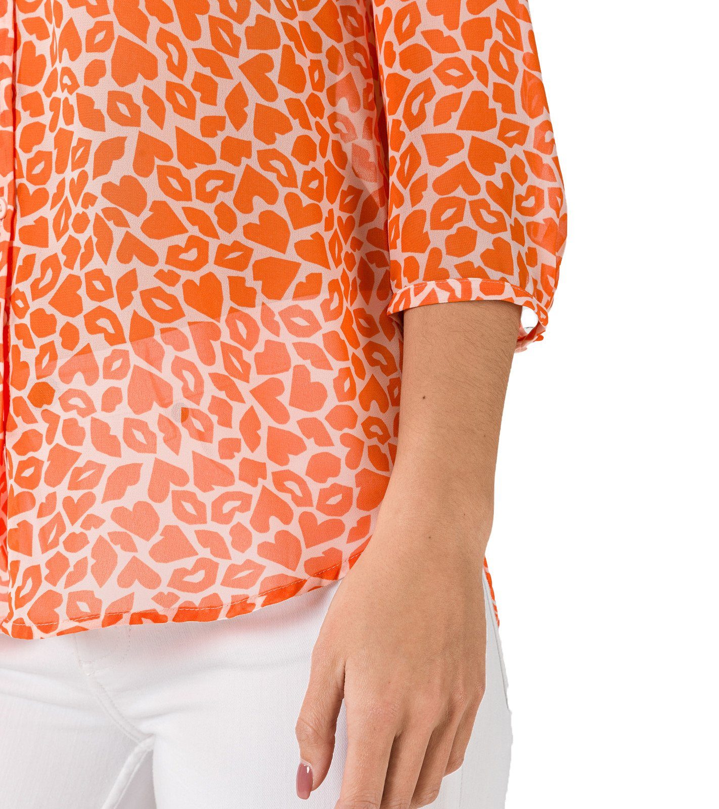 French Connection Blusentop »French Connection Etta Kiss Crêpe-Bluse  leichtes Damen Shirt mit Alloverprint 3/4-Arm-Bluse Orange« online kaufen |  OTTO