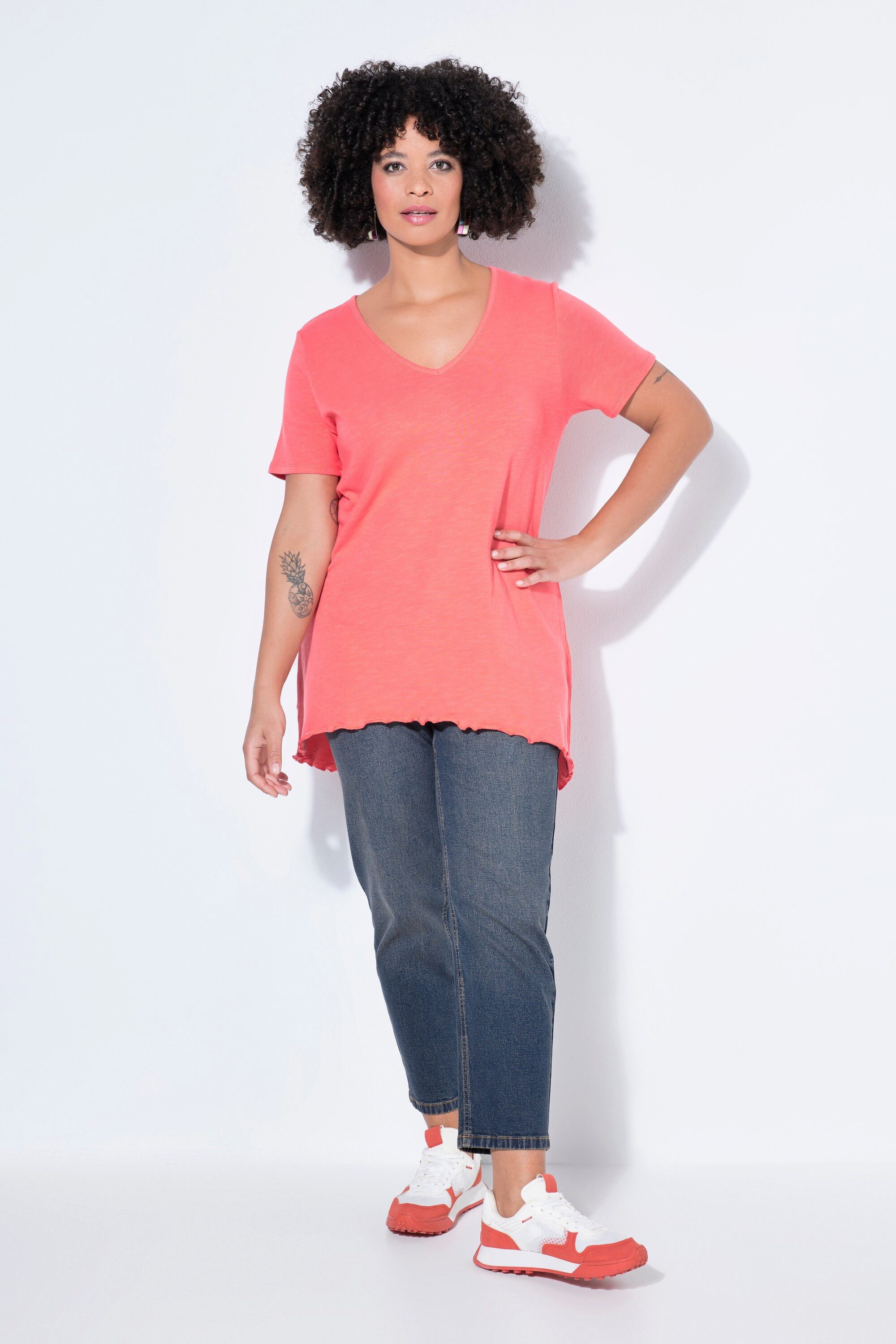 Angel of Style T-Shirt Strickshirt A-Linie Halbarm Feinstrick