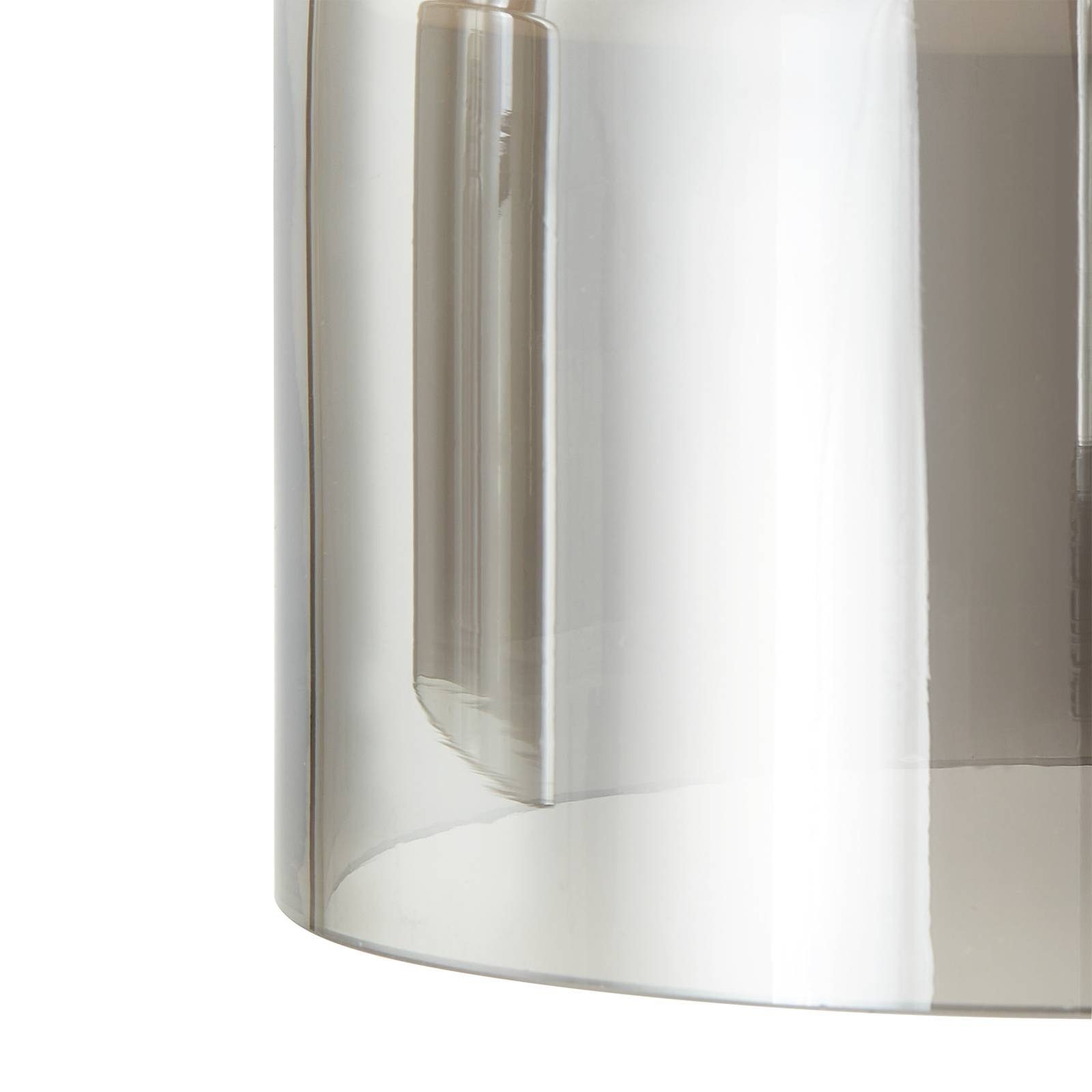 Lucande Hängeleuchte Diano, inklusive, Edelstahl, Design, Glas, Leuchtmittel rauchgrau, inkl. Eisen, flammig, warmweiß, 4 chrom