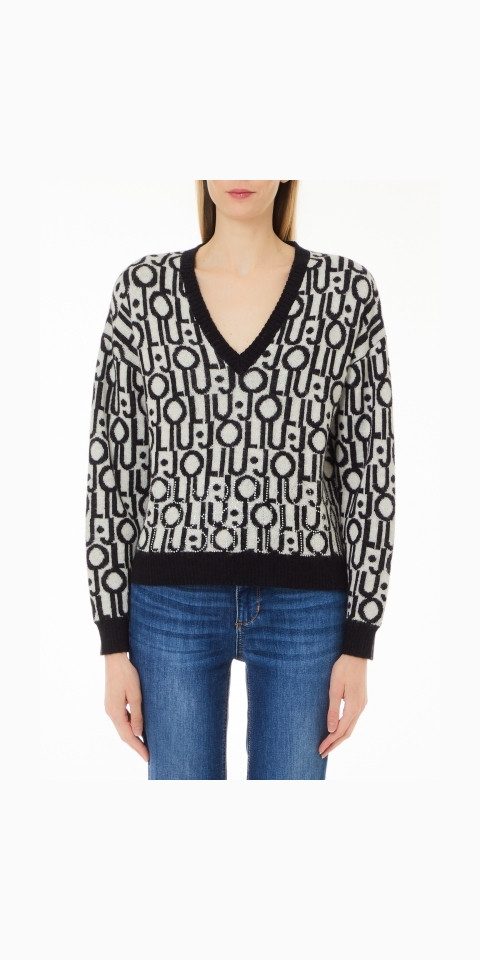 Liu Jo Strickpullover - Pullover mit Jacquardlogo - Damenpullover