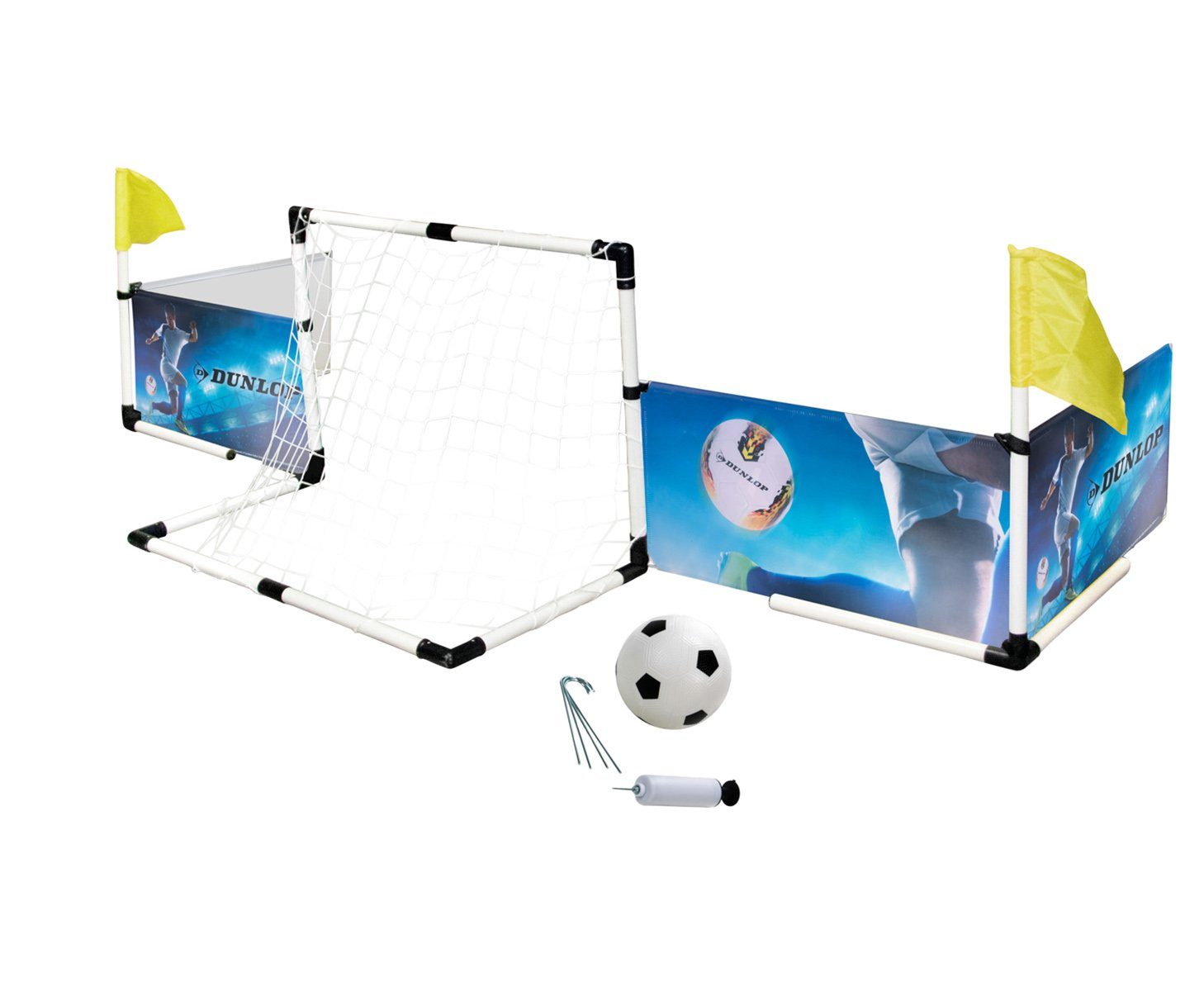 Fußball, mit Adapter), Goal Fußballtor mit Eckfahnen, Football Dunlop Ballpumpe Begrenzungsbanden Fußballtor (2