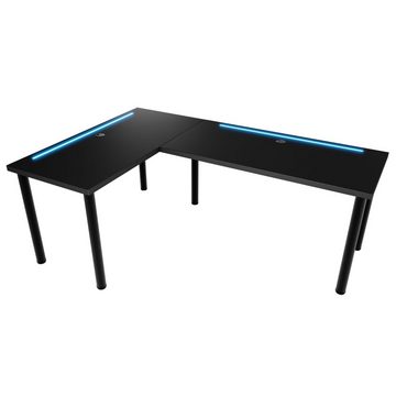 MÖBELSYSTEM Gamingtisch MÖBELSYSTEM Gaming Schreibtisch, beidseitig montierbar, LED, schwarz (Packung, 1 Tisch), Breite 160 cm