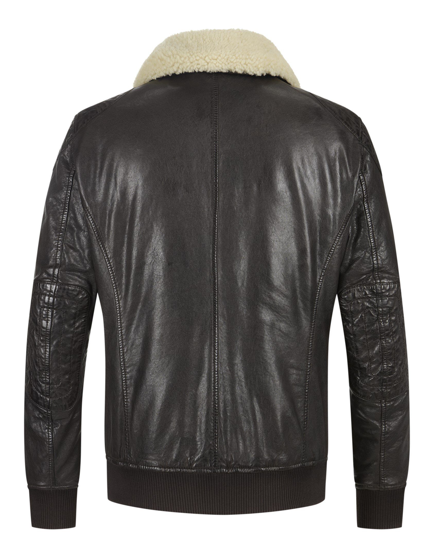 Milestone Lederjacke MSBen Umlegekragen mit abnehmbarem Shearling-Besatz