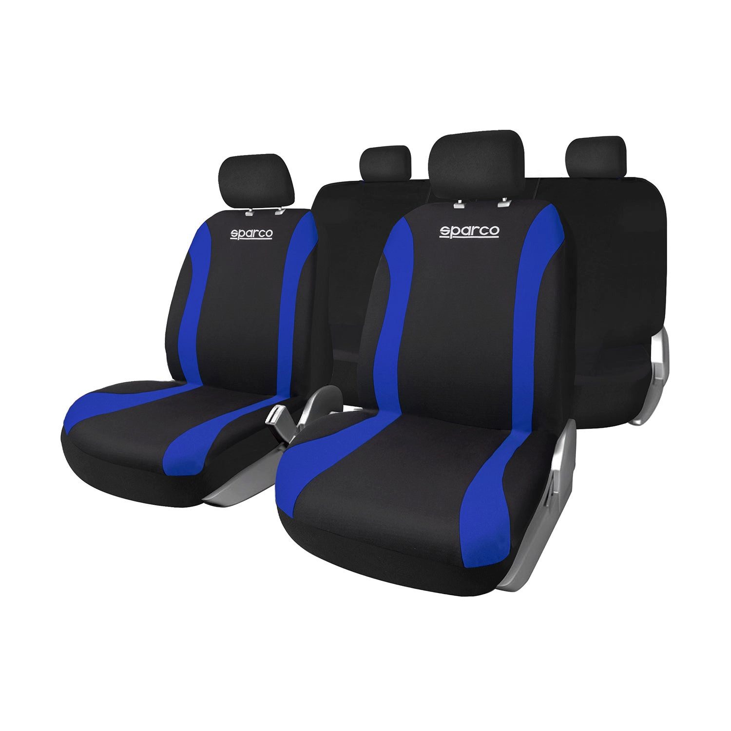 OMAC Autositzbezug SPARCO Schonbezüge Autositzbezüge Universell Schwarz Blau 9 tlg Satz, Atmungsaktiv,kompatibel mit Seitenairbag