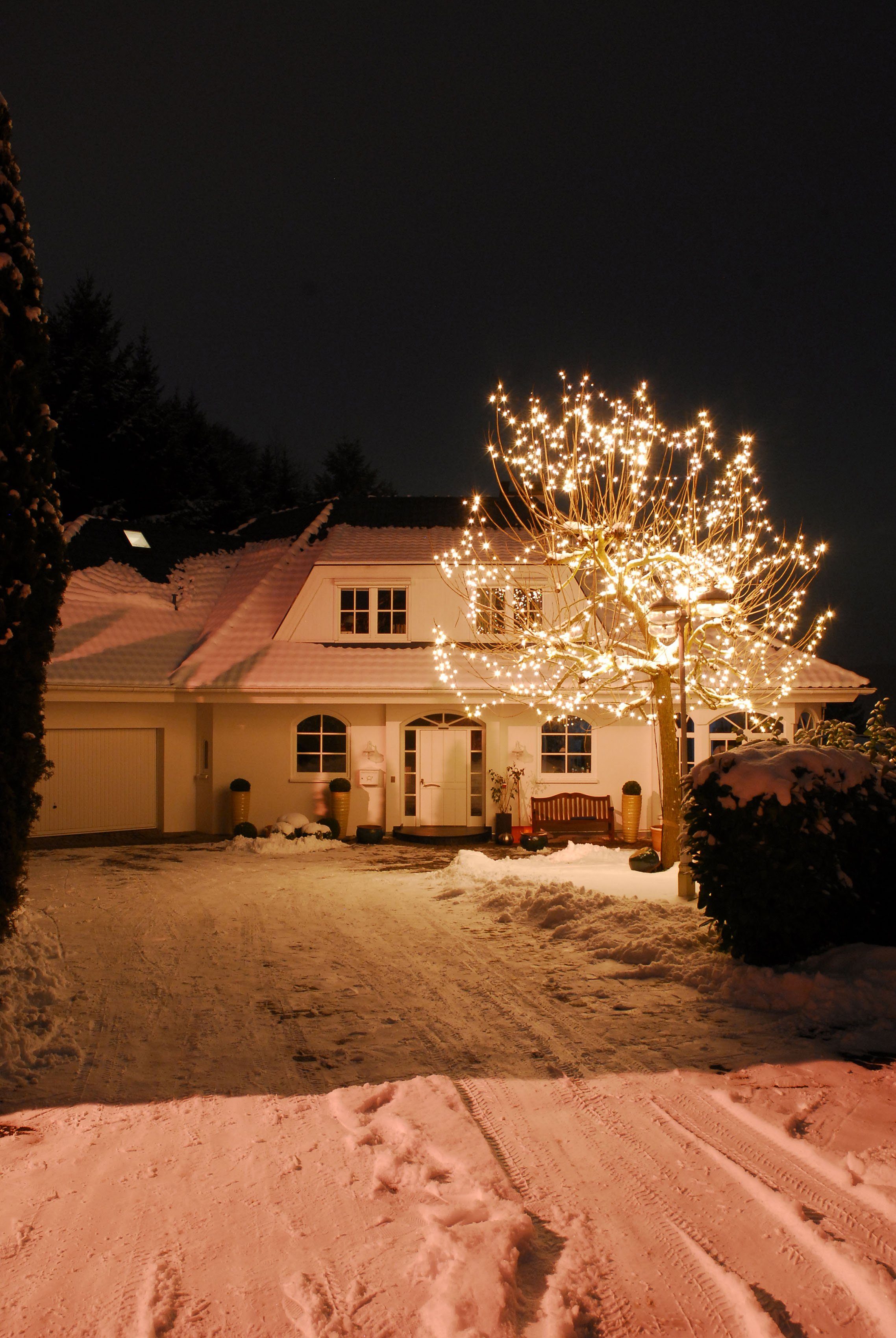 warm KONSTSMIDE weiße Minilichterkette, aussen, LED Weihnachtsdeko Dioden 40-flammig, LED-Lichterkette 40
