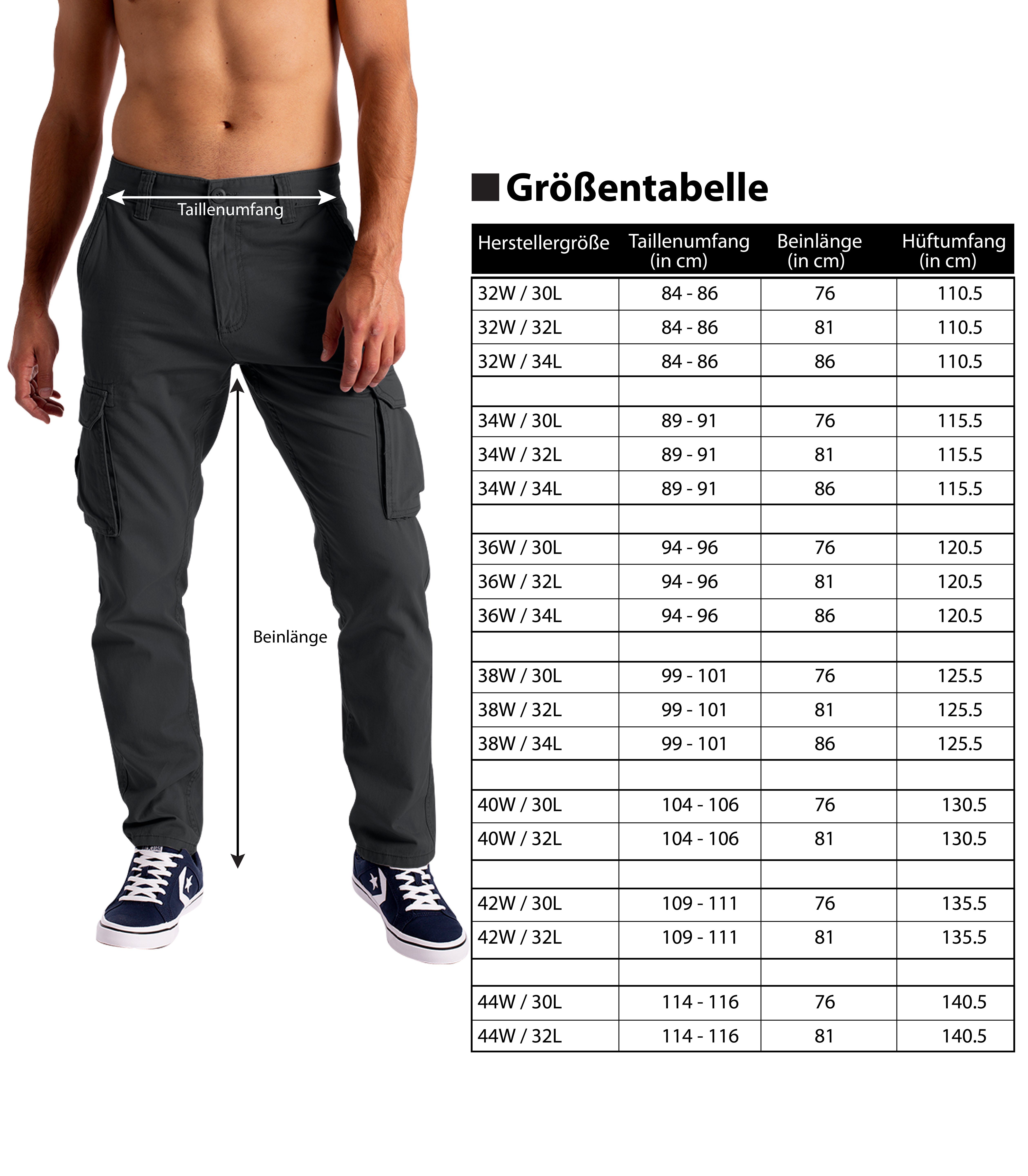 BlauerHafen Cargohose Lässige, lockere Arbeitshose mit 6 Taschen für Herren aus Baumwolle