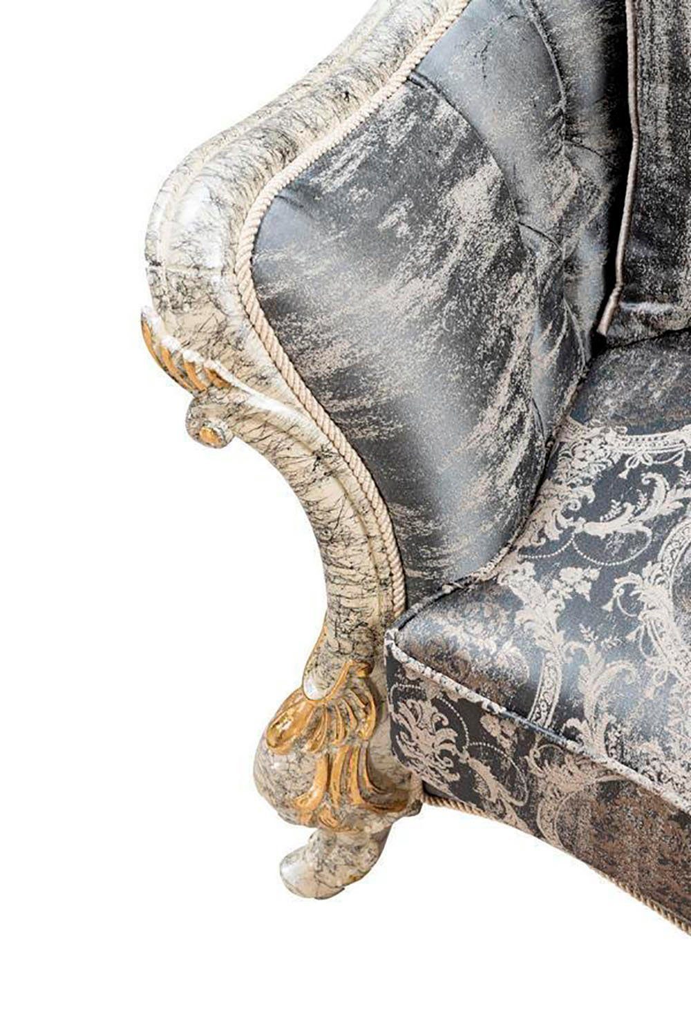 Xlmoebel Chesterfield-Sofa Graues Sofa im Barockstil aus Textil mit eleganter Ästhetik, 1 Teile, Hergestellt in Europa