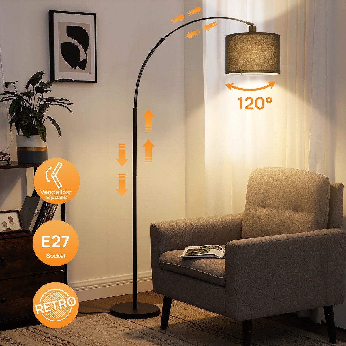 Simloveve Stehlampe Moderne Bogenlampe LED Stehlampe günstig online kaufen