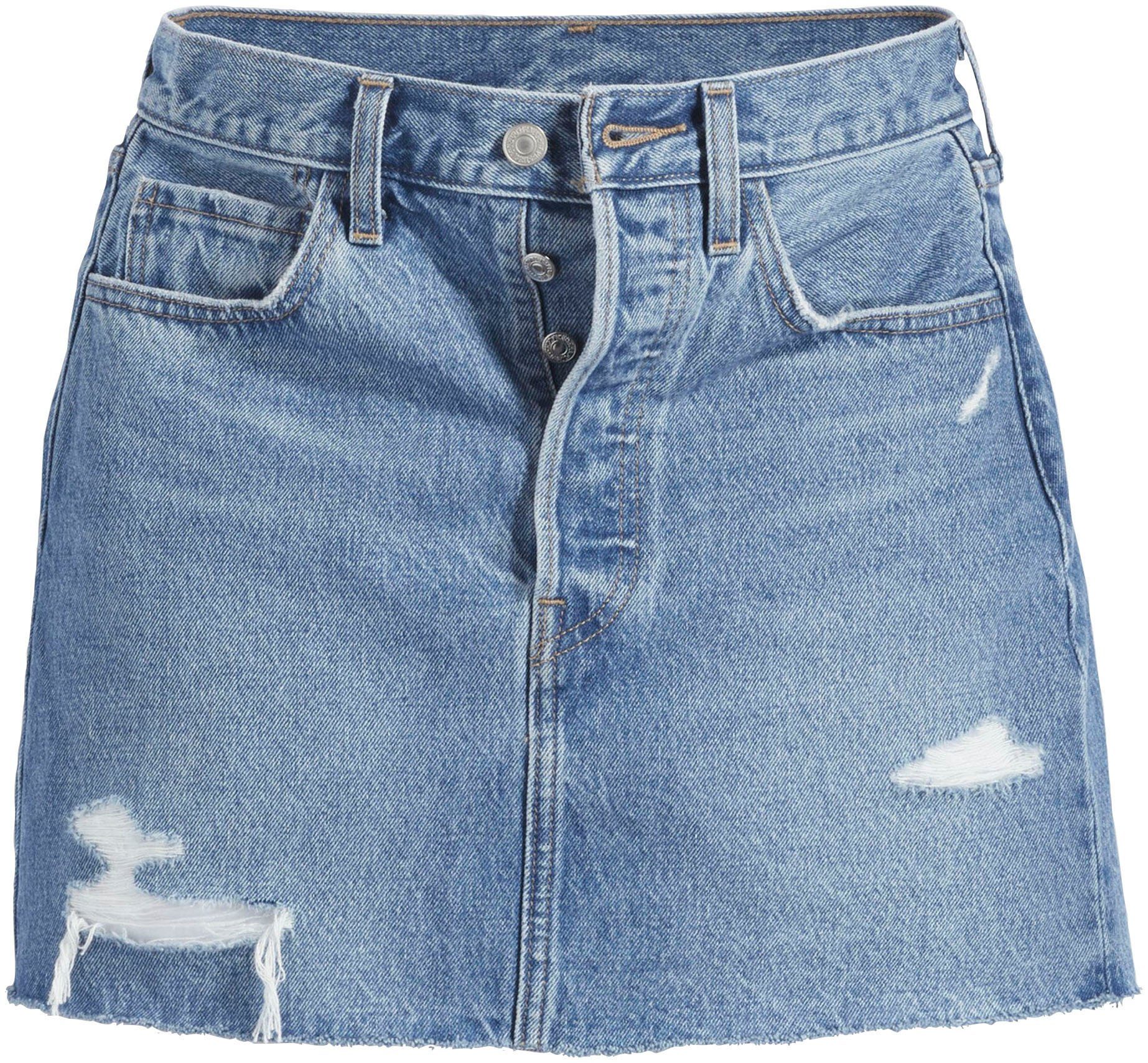 mit indigo med Levi's® Used-Effekten Kanten und ICON ausgefransten Jeansrock SKIRT