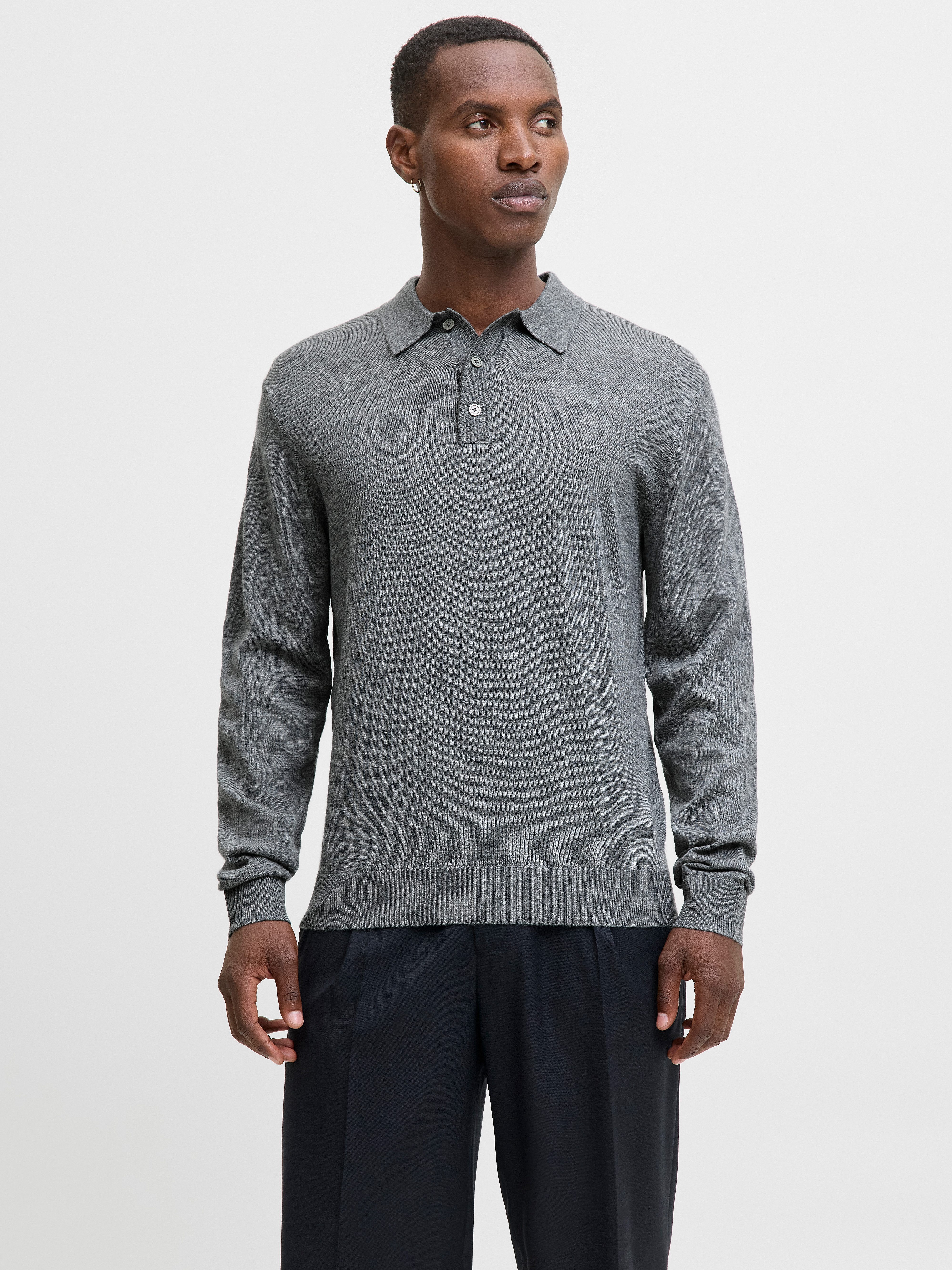 Jack & Jones Polokragenpullover JPRBLAMERINO KNIT POLO Wolle, regular fit