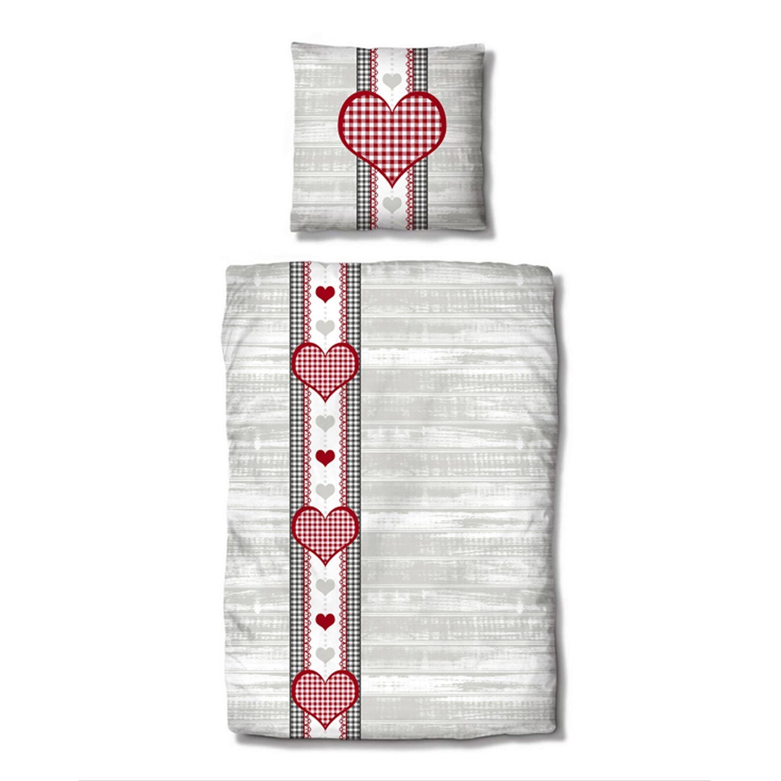 TRAUMSCHLAF Bettwäsche Herzen, Flanell, 2 teilig, hochwertige Flanell Qualität, kuschelig weich