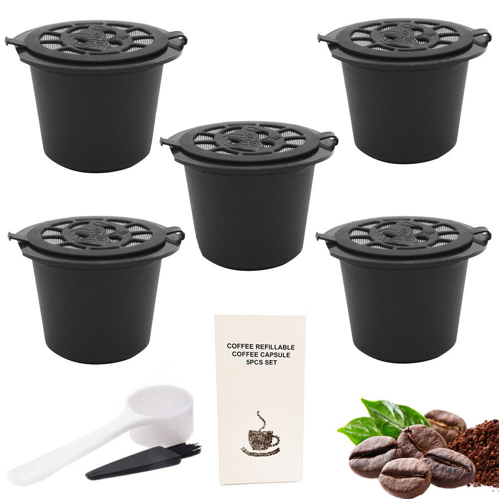 VERK GROUP Wiederbefüllbare Espresso-Kapsel 5 x wiederverwendbare Nespresso Kaffeekapseln, Kunststoff, Zubehör für Nespresso