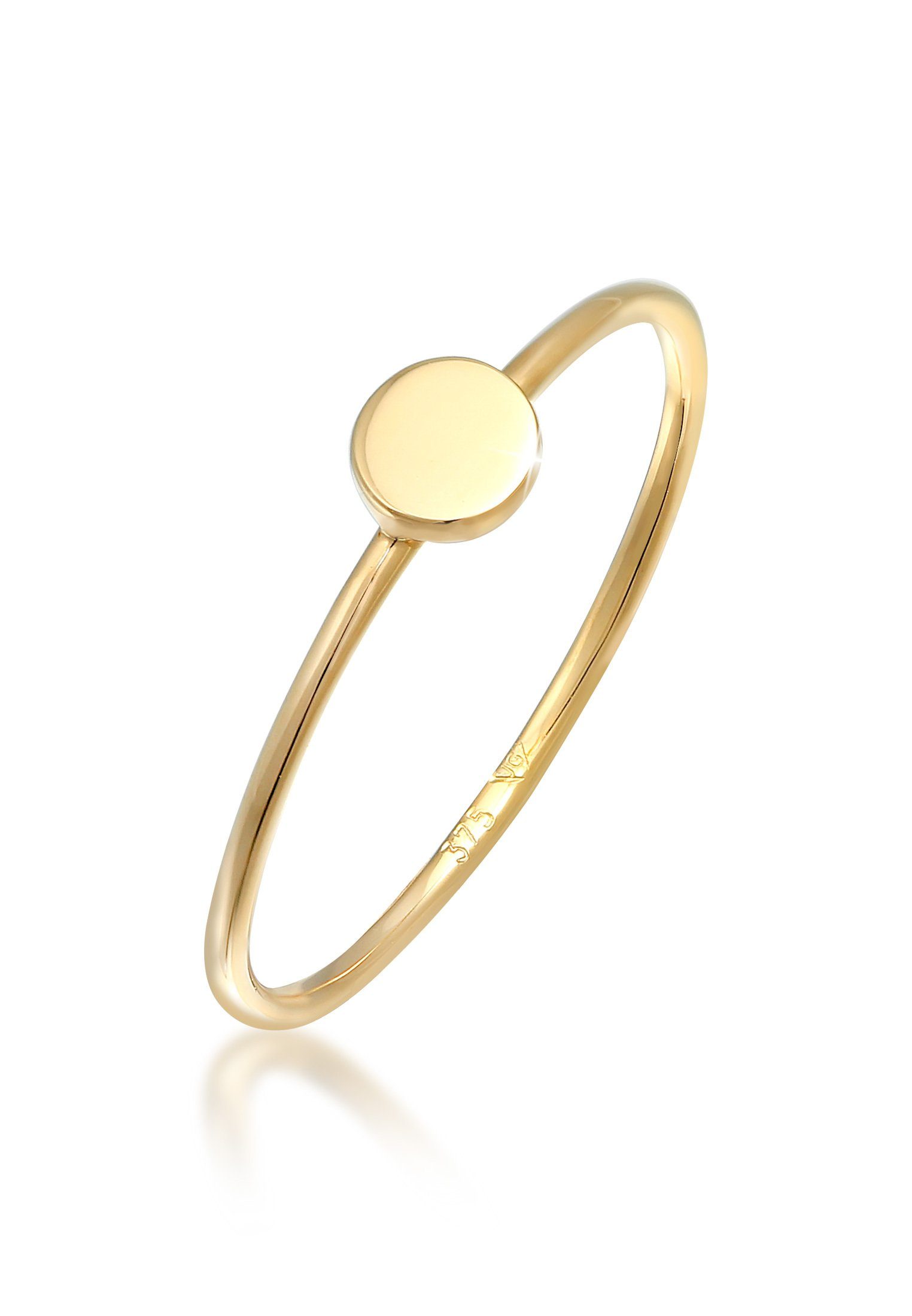 Elli Premium Fingerring Plättchen Runde Form Statement 375 Gelbgold günstig online kaufen