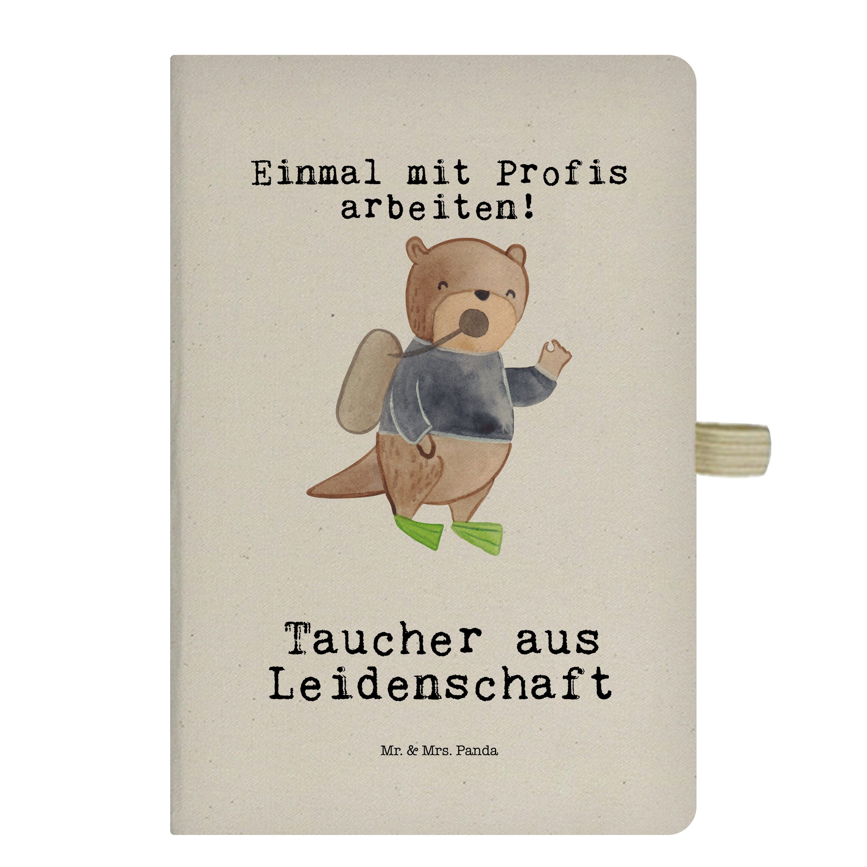 Mr. & Mrs. Panda Notizbuch Taucher aus Leidenschaft - Transparent - Geschenk, Dankeschön, Beruf, Mr. & Mrs. Panda