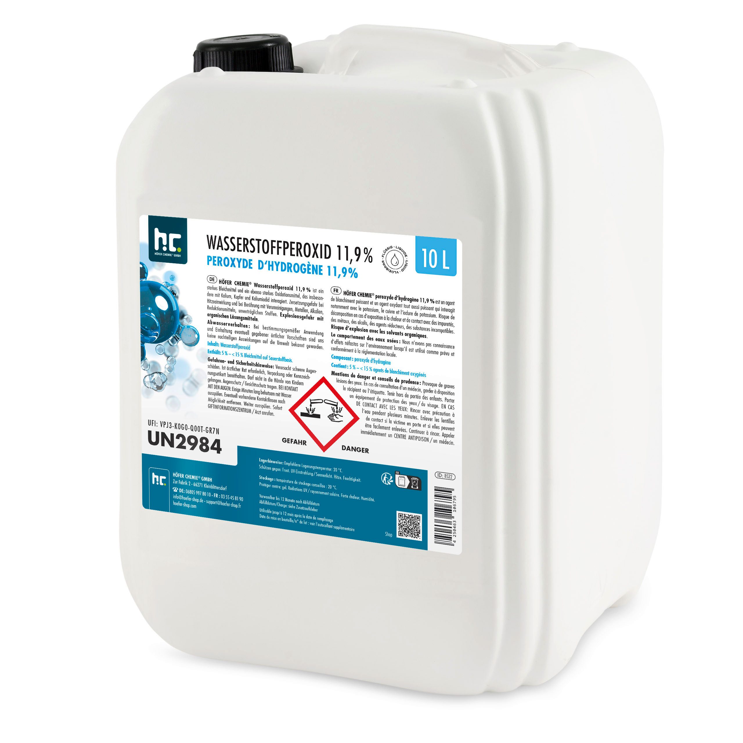 Höfer Chemie GmbH 10 L Wasserstoffperoxid 11,9% Grundreiniger (Vielseitig einsetzbar zur Reinigung)