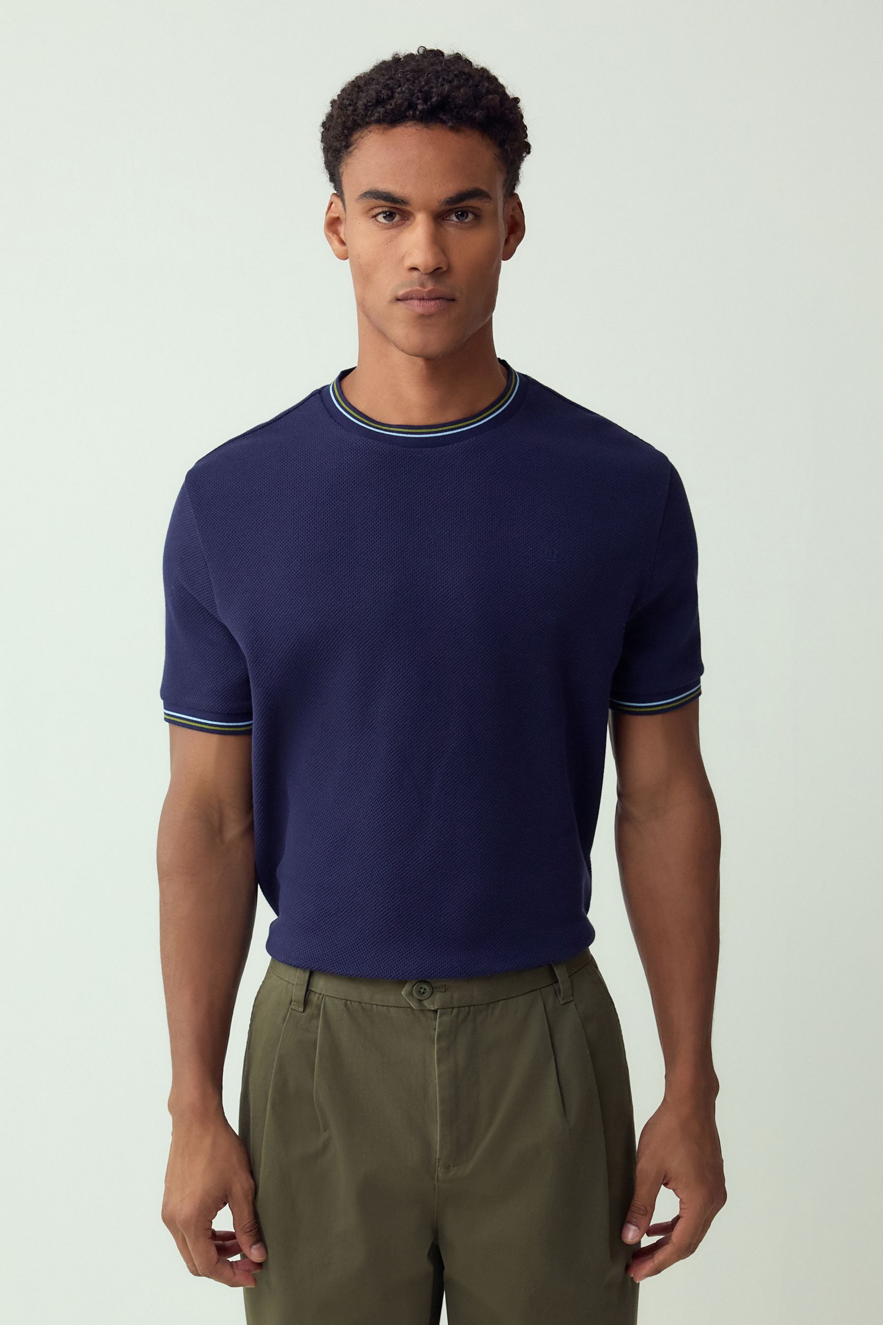 Next T-Shirt Strukturiertes T-Shirt mit Randstreifen (1-tlg)