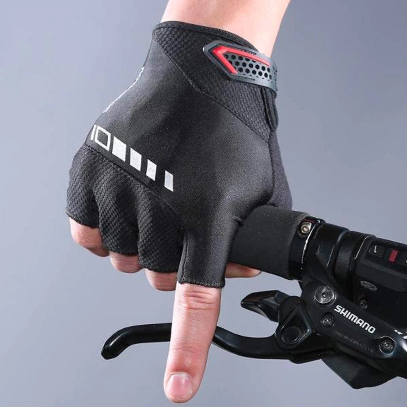 ROCKBROS Fahrradhandschuhe mit Gel-Einsätzen Sporthandschuhe Schwarz aus Polyester