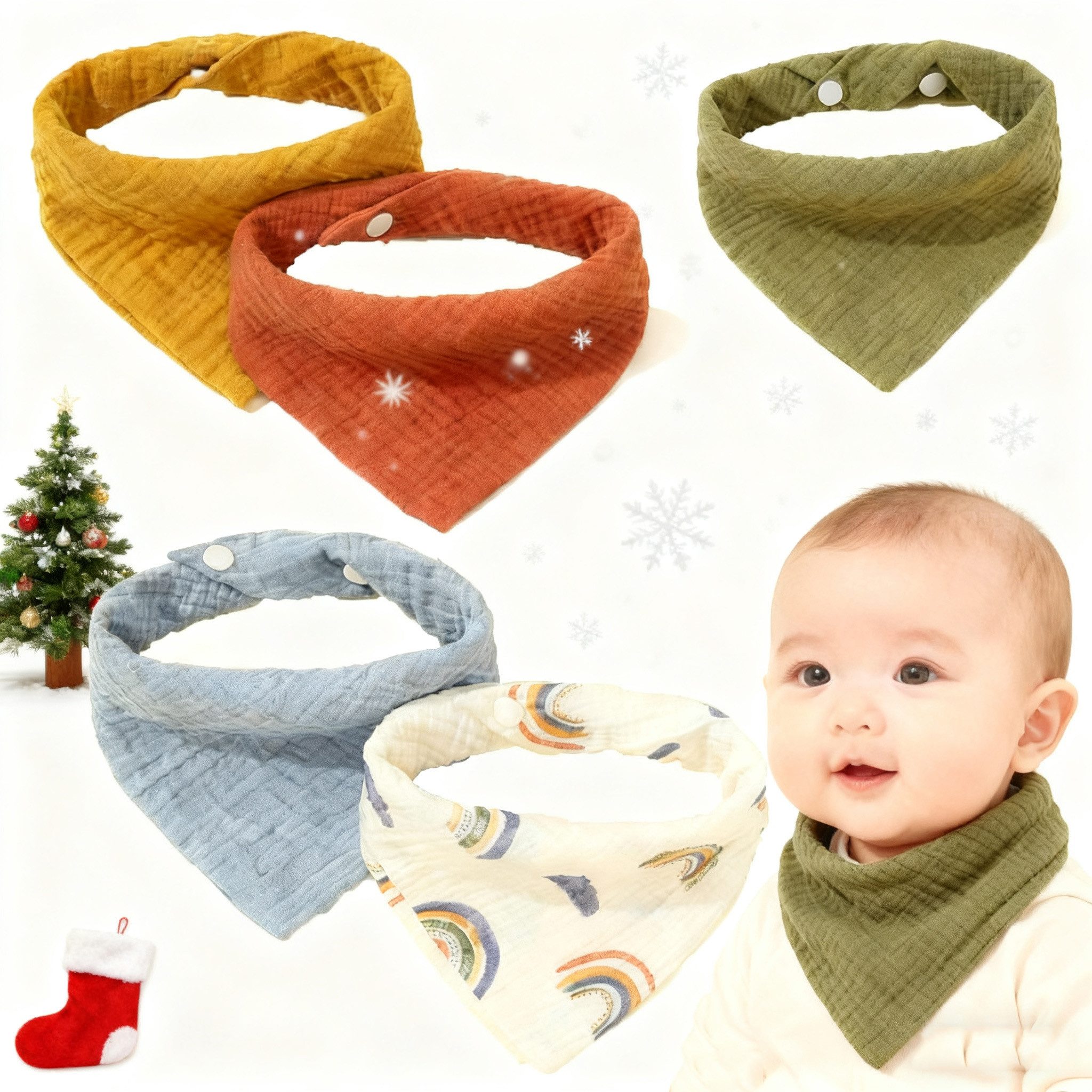 CLTYQ Слюнявчики Dreieckstücher, Слюнявчики aus reiner Baumwolle(5-St),Halstücher, Geeignet für Weihnachten, Kindertag, Neujahrsgeschenke