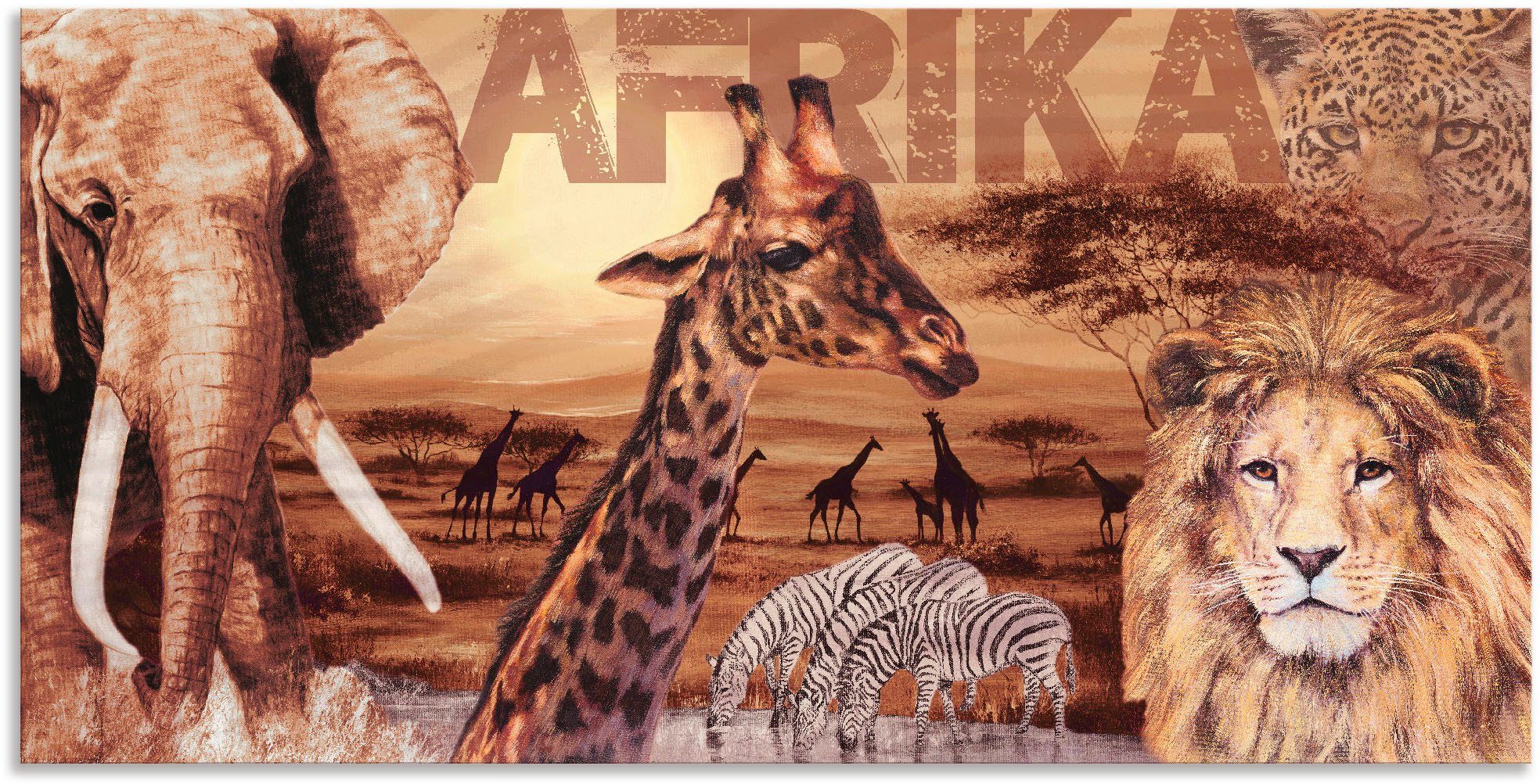 Artland Wandbild Afrika, Wildtiere (1 St), als Alubild, Leinwandbild,  Wandaufkleber oder Poster in versch. Größen | Poster
