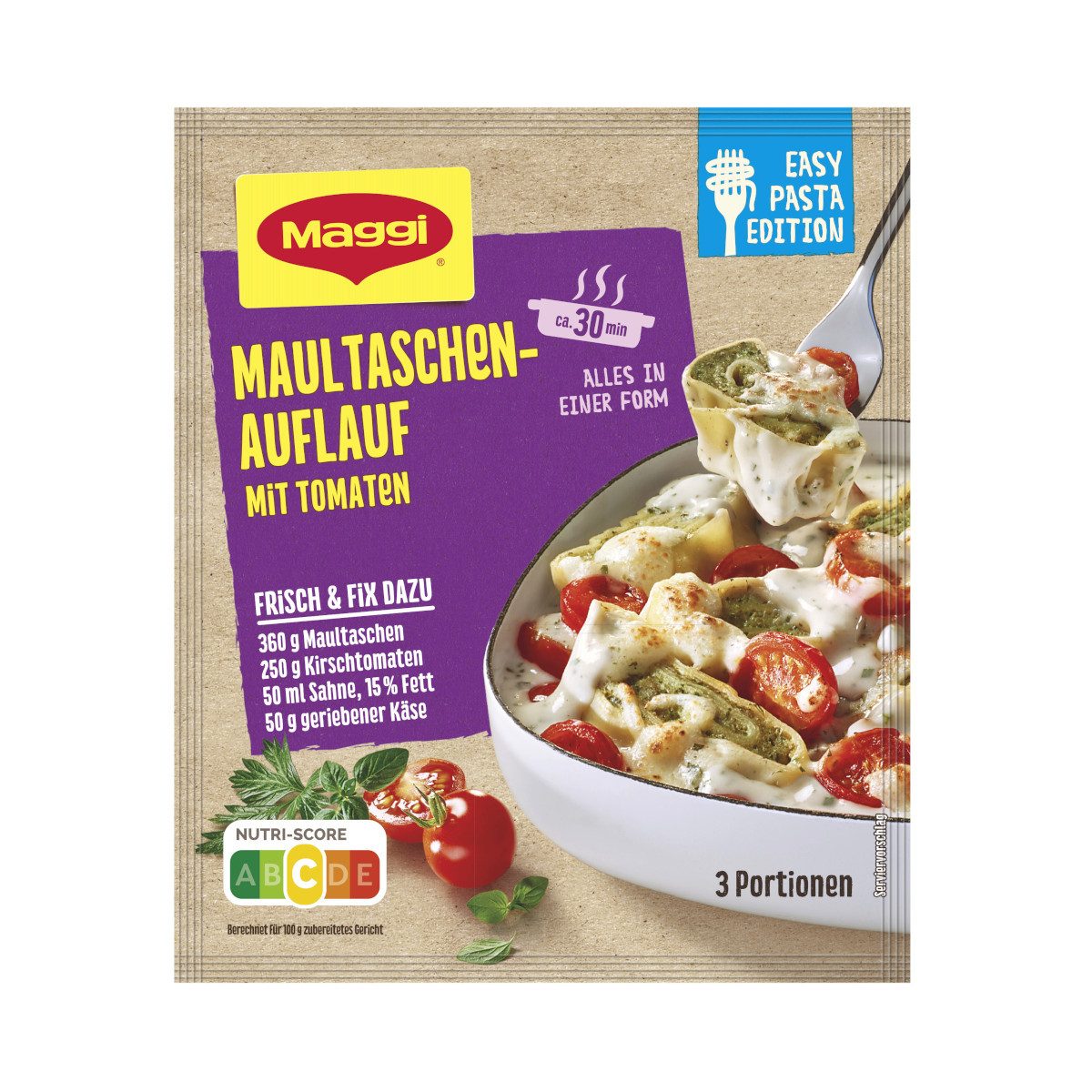 MAGGI Gewürz, Maggi Fix Maultaschen Auflauf herzhaftes Ofengericht Packung 31g