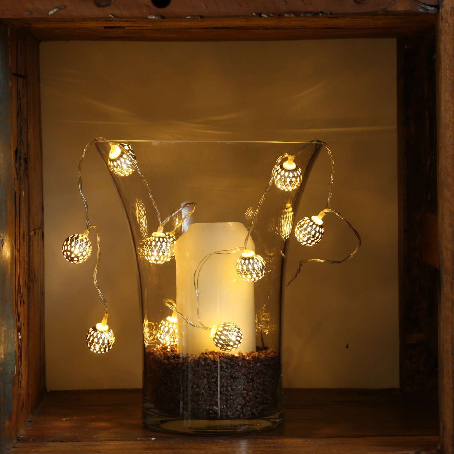 MARELIDA LED-Lichterkette LED Deko Lichterkette 8 Kugeln Metallbälle orientalisch marokkanisch, 8-flammig