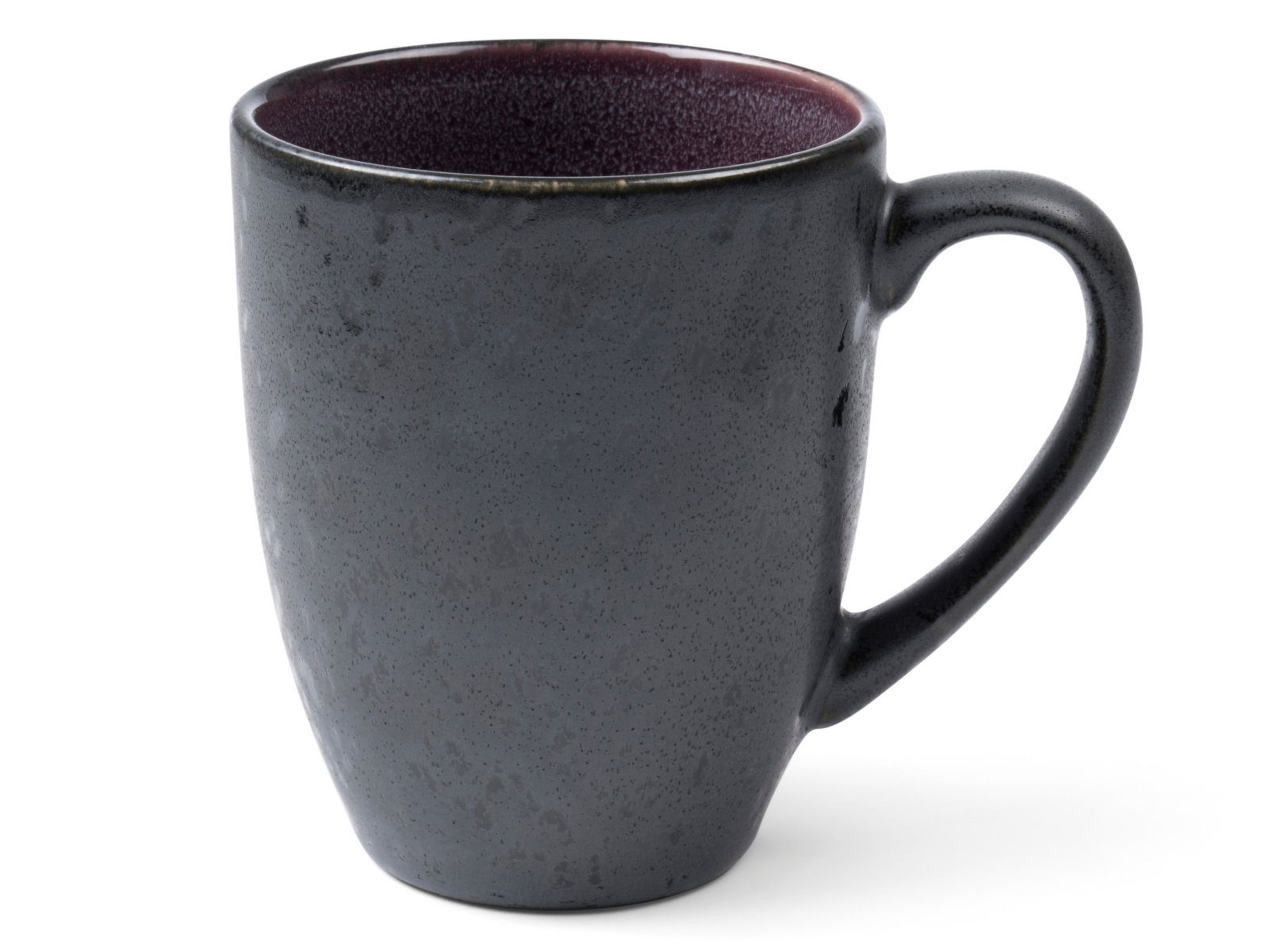 Bitz Becher Becher mit Henkel matt black / shiny lilac 0,3 l, Steinzeug, Becher 30 cl Steinzeug Schwarz/Lila