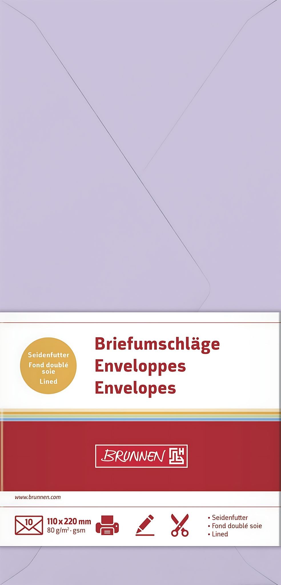 BRUNNEN Briefumschlag BRUNNEN Briefumschlag DL flieder mit Futter 10 105125160