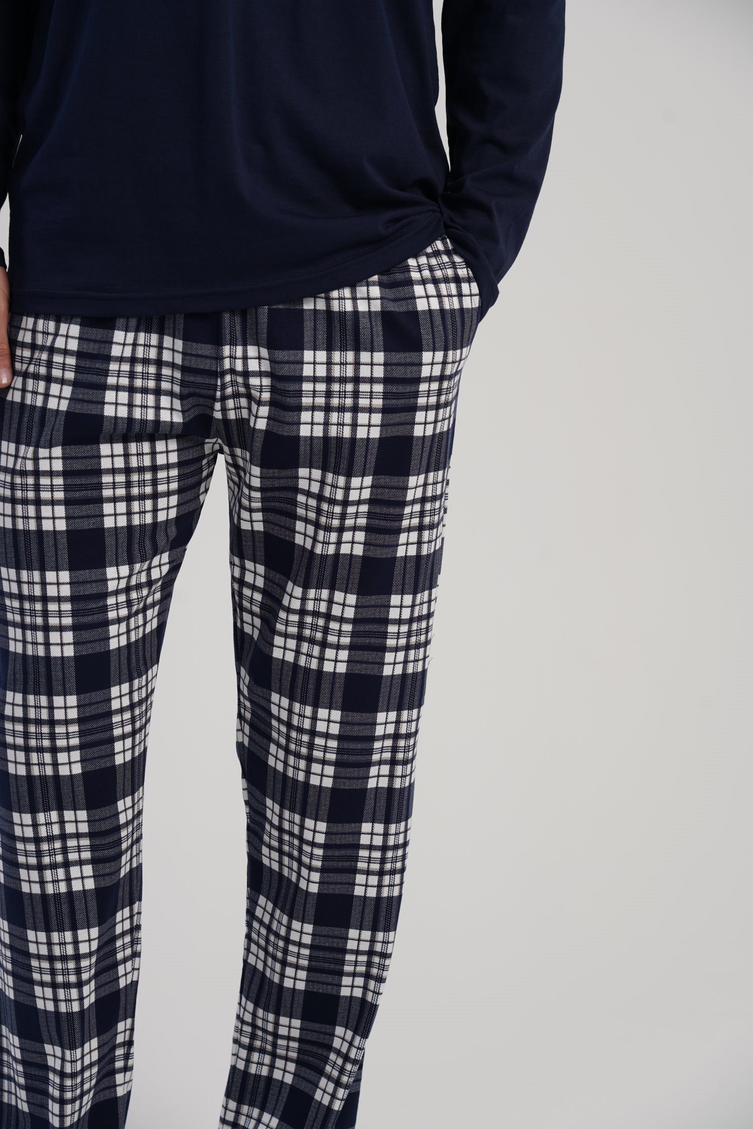 Vienetta Schlafanzug Herren Pyjama lang (2 tlg) Baumwolle