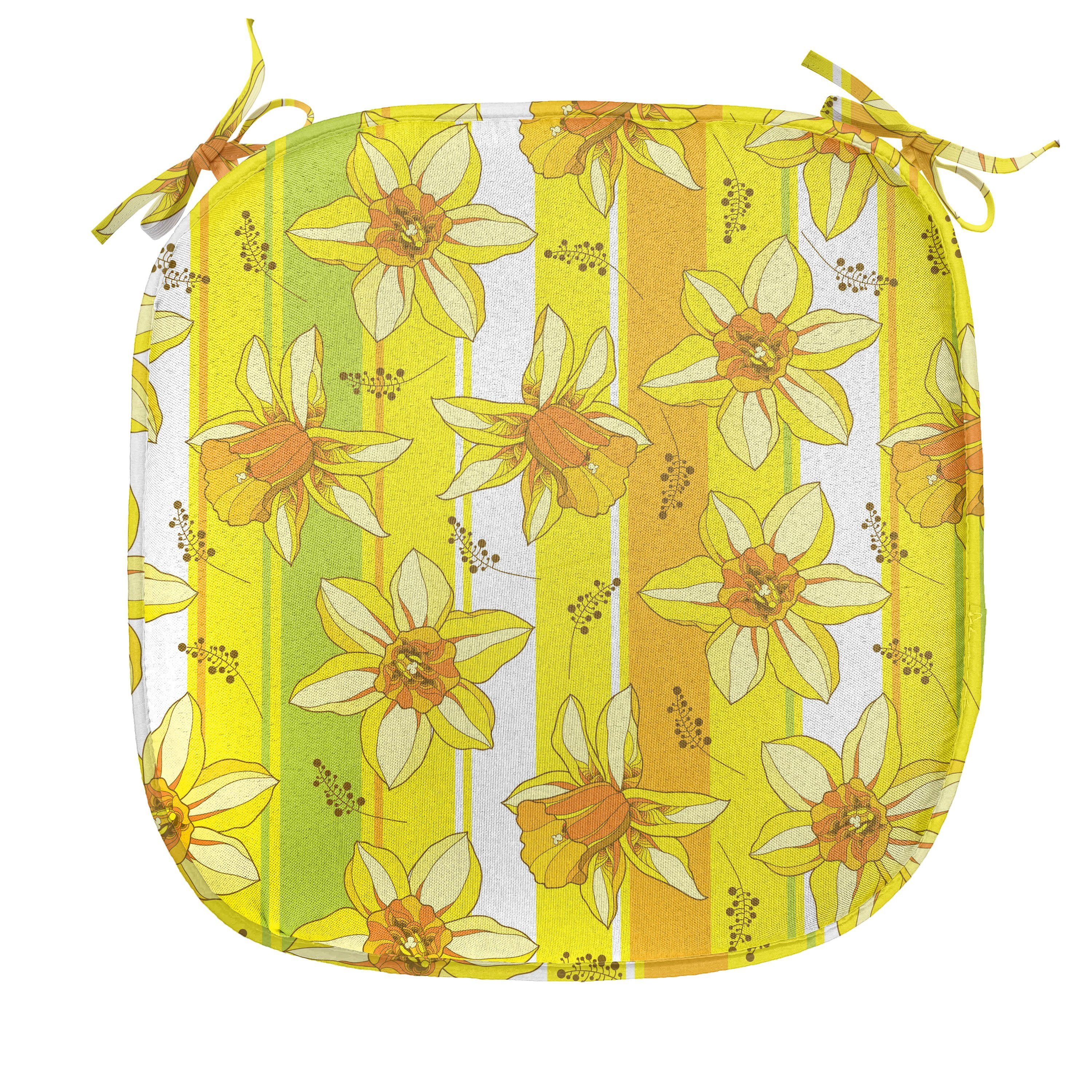 Stuhlkissen Gelbe Dekoratives für Abakuhaus Küchensitze, Kissen Blume wasserfestes Blossom Riemen mit Narcissus