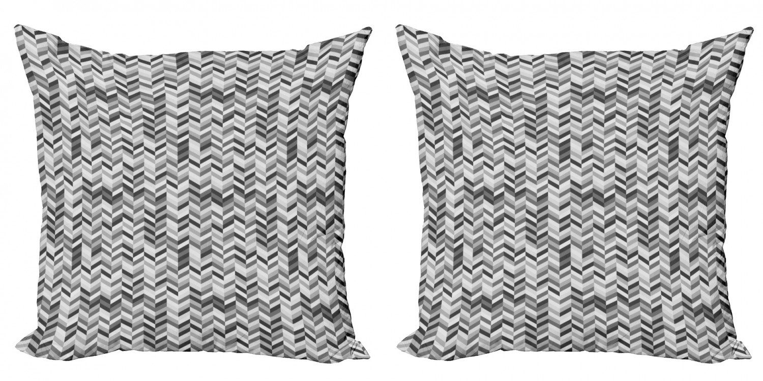 Kissenbezüge Modern Accent Doppelseitiger Digitaldruck, Abakuhaus (2 Stück), grau Chevron Fractal Waves