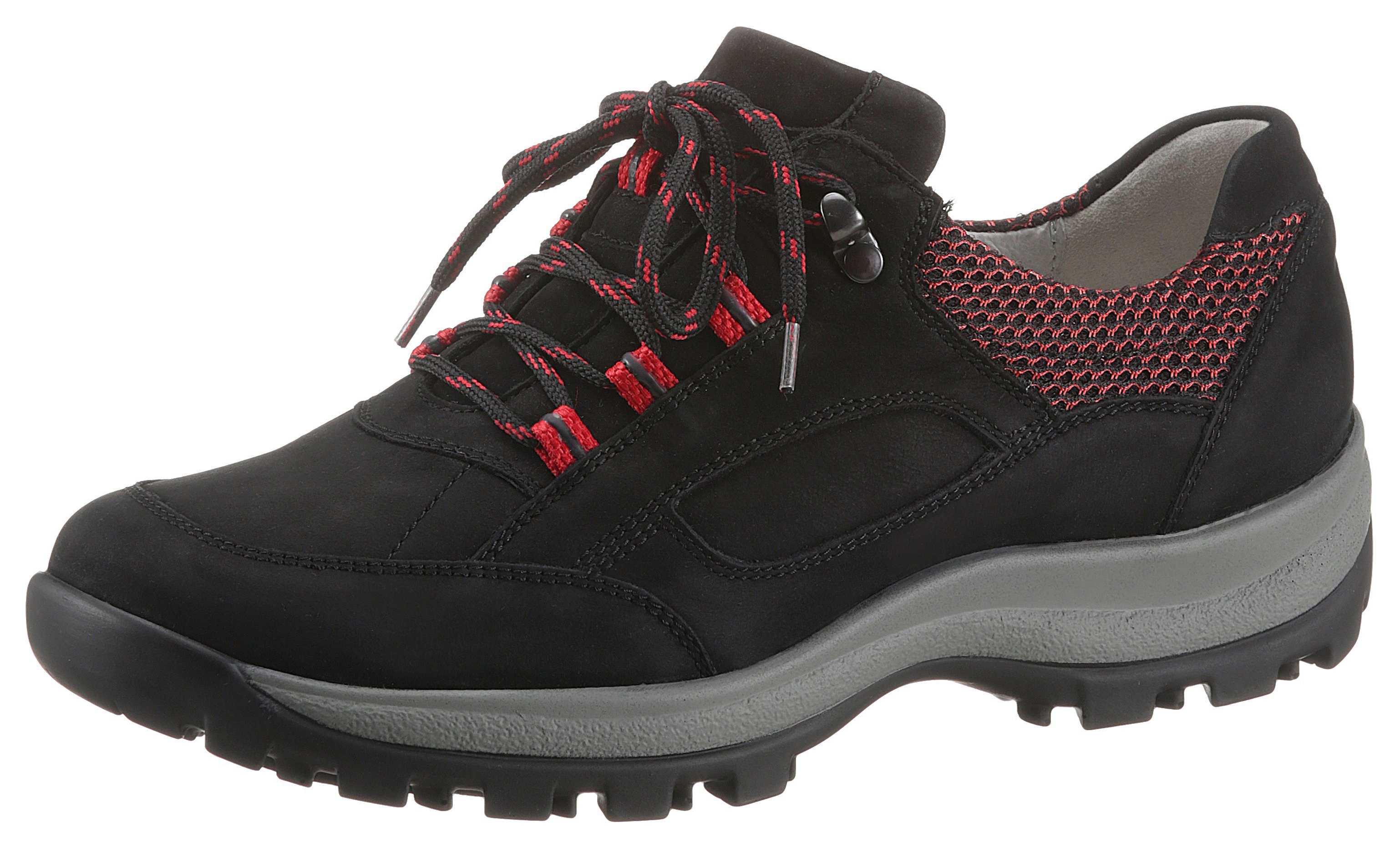 Waldläufer HOLLY Schnürschuh mit herausnehmbarem Fußbett schwarz-rot