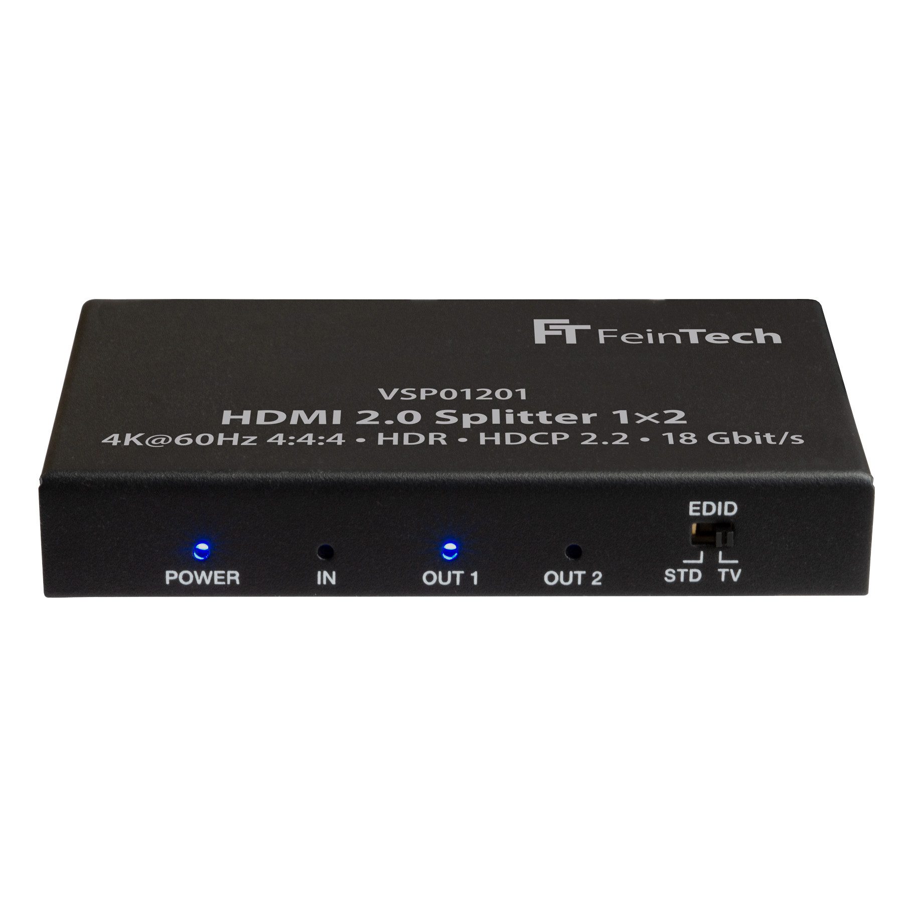 FeinTech HDMI-Splitter VSP01201 HDMI 2.0 Splitter 1x2, Downscaler, EDID-Management