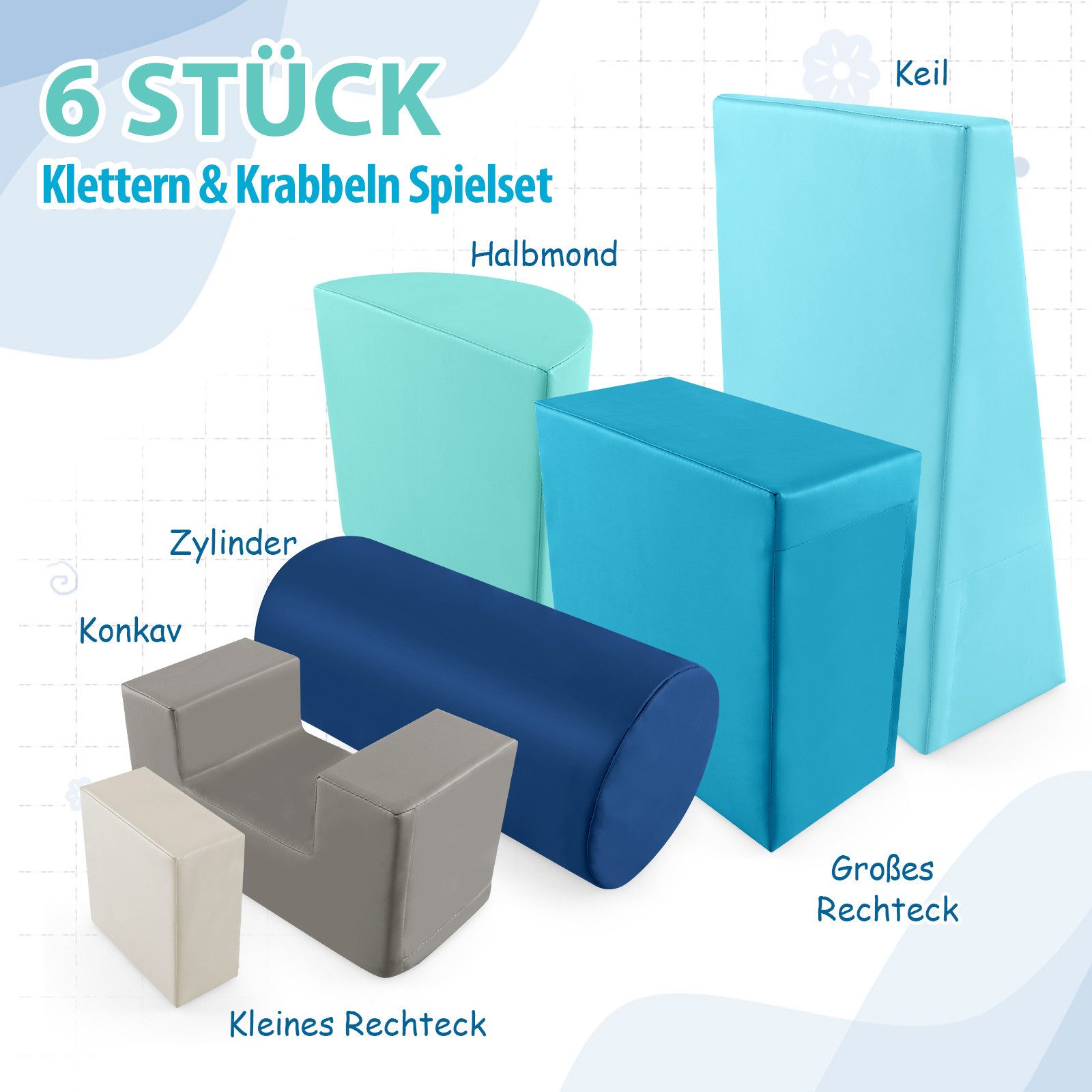 COSTWAY Schaumstoff Kletterblöcke Spielbausteine, (6 St), für Kinder zum Klettern