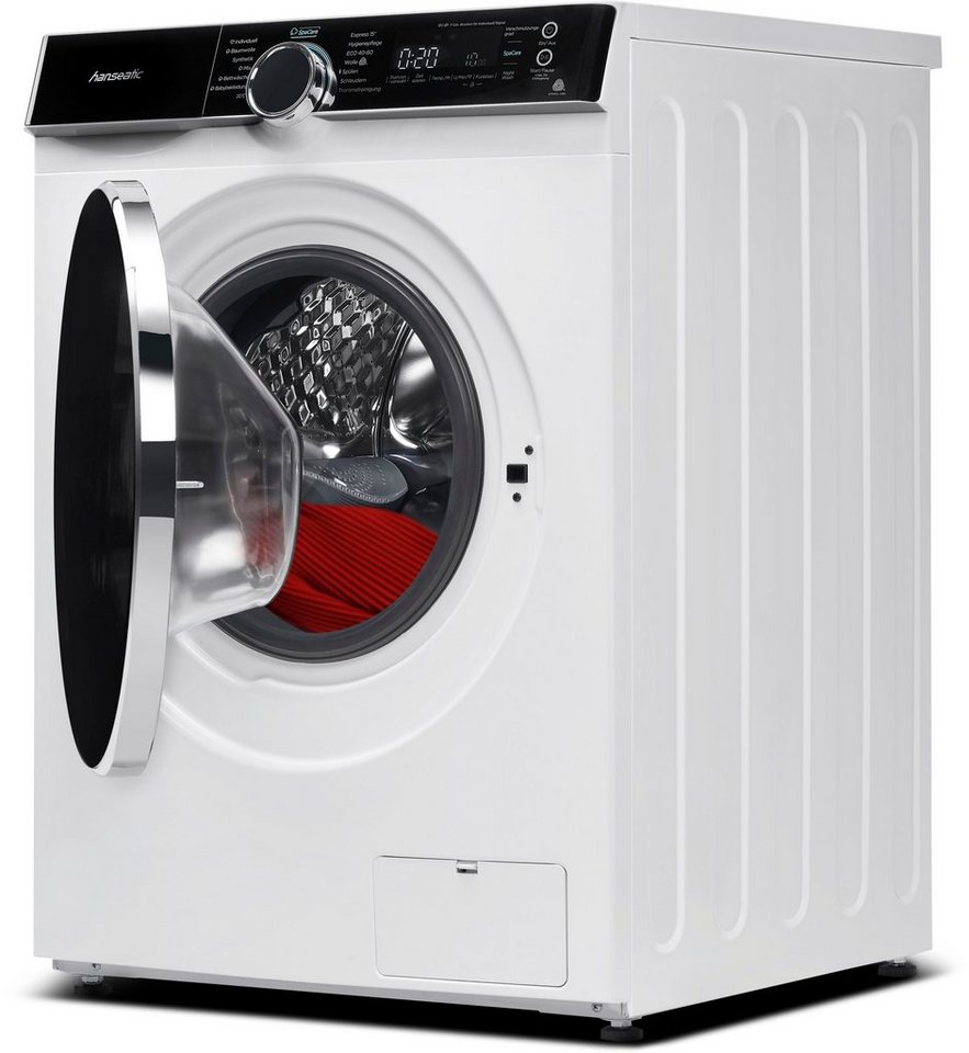 Hanseatic Waschmaschine HWMK714A, 7 kg, 1400 U/min, Mengenautomatik,  Nachtwaschprogramm, Vollwasserschutz, Dampfoption